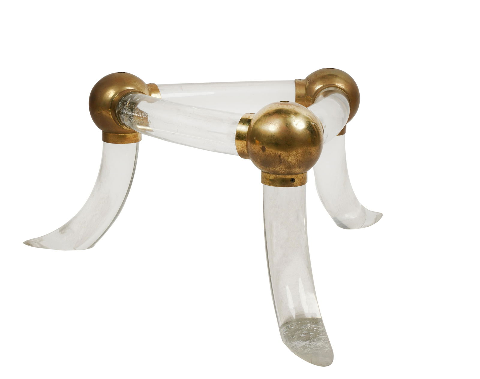Lucite and Brass Cocktail Table Base (1 of 4)