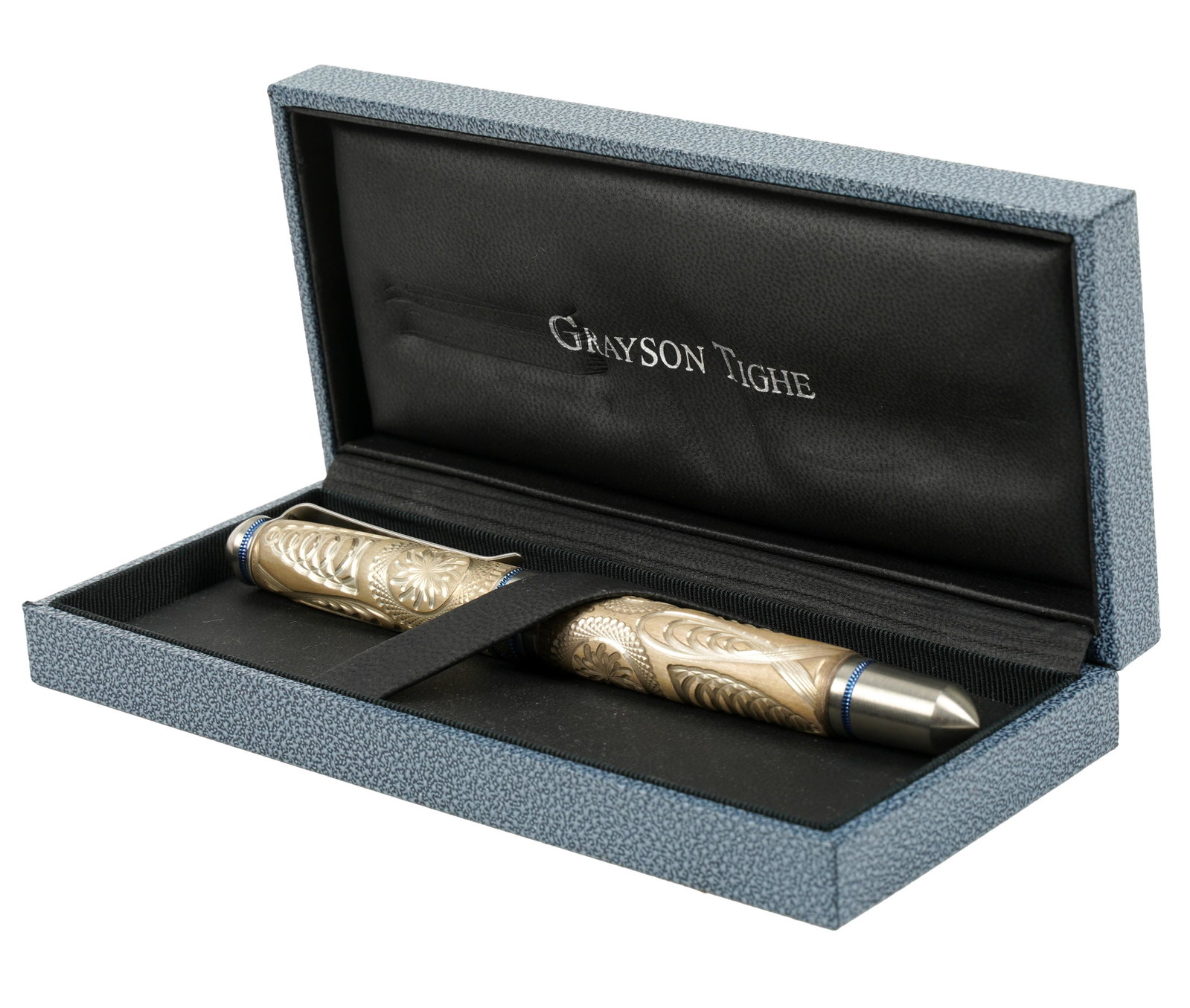 Grayson Tighe "Victorian" Limited EditionRollerball Pen: inscribed "Tighe" and numbered 03/88 to cap 6 in. (15.2 cm.) long, Box: 1 x 6 1/2 x 3 in. (2.5 x 16.5 x 7.6 cm.)