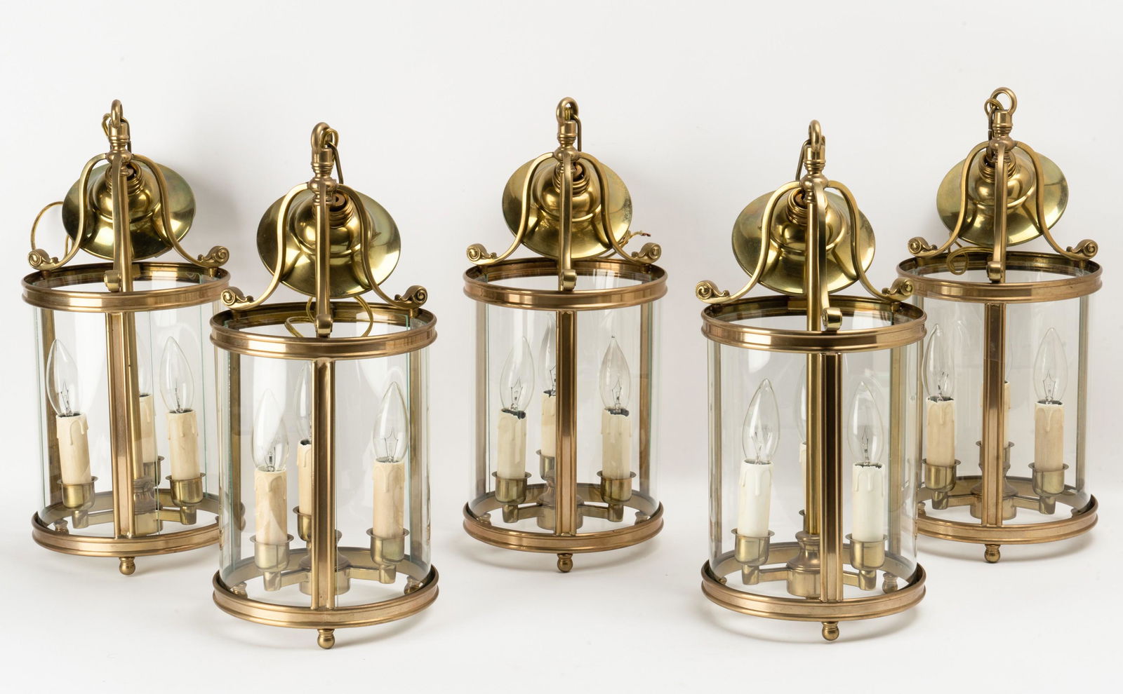 Five Federal-Style Brass and Glass Lantern Fixtures (1 of 10)