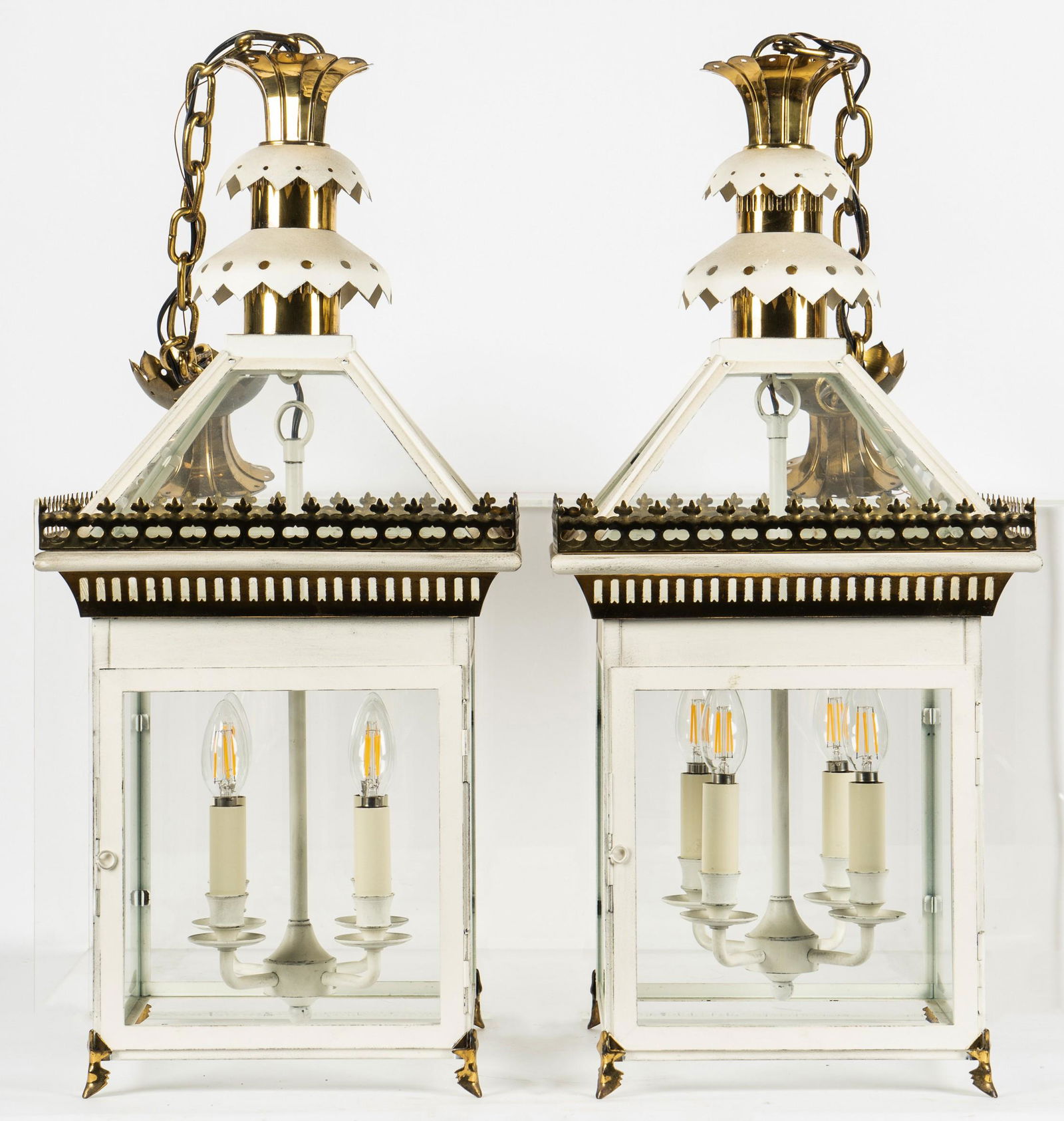 Pair of White Painted Lantern Ceiling Lights (1 of 14)