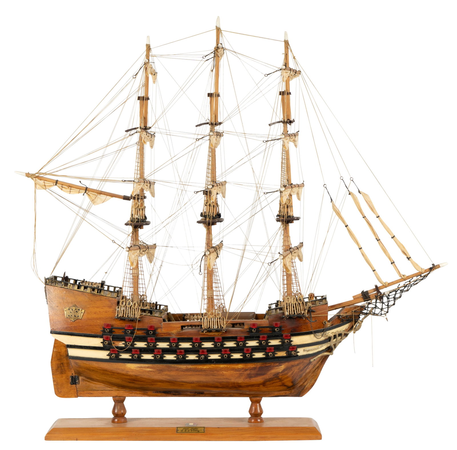 Ship Model: HMS Victory: with plaques inscribed "Mexico" and "Artesania Naval S.A. Miniatura Naval"; mounted on a wooden base 29 x 29 x 11 in. (73.7 x 73.7 x 27.9 cm.)