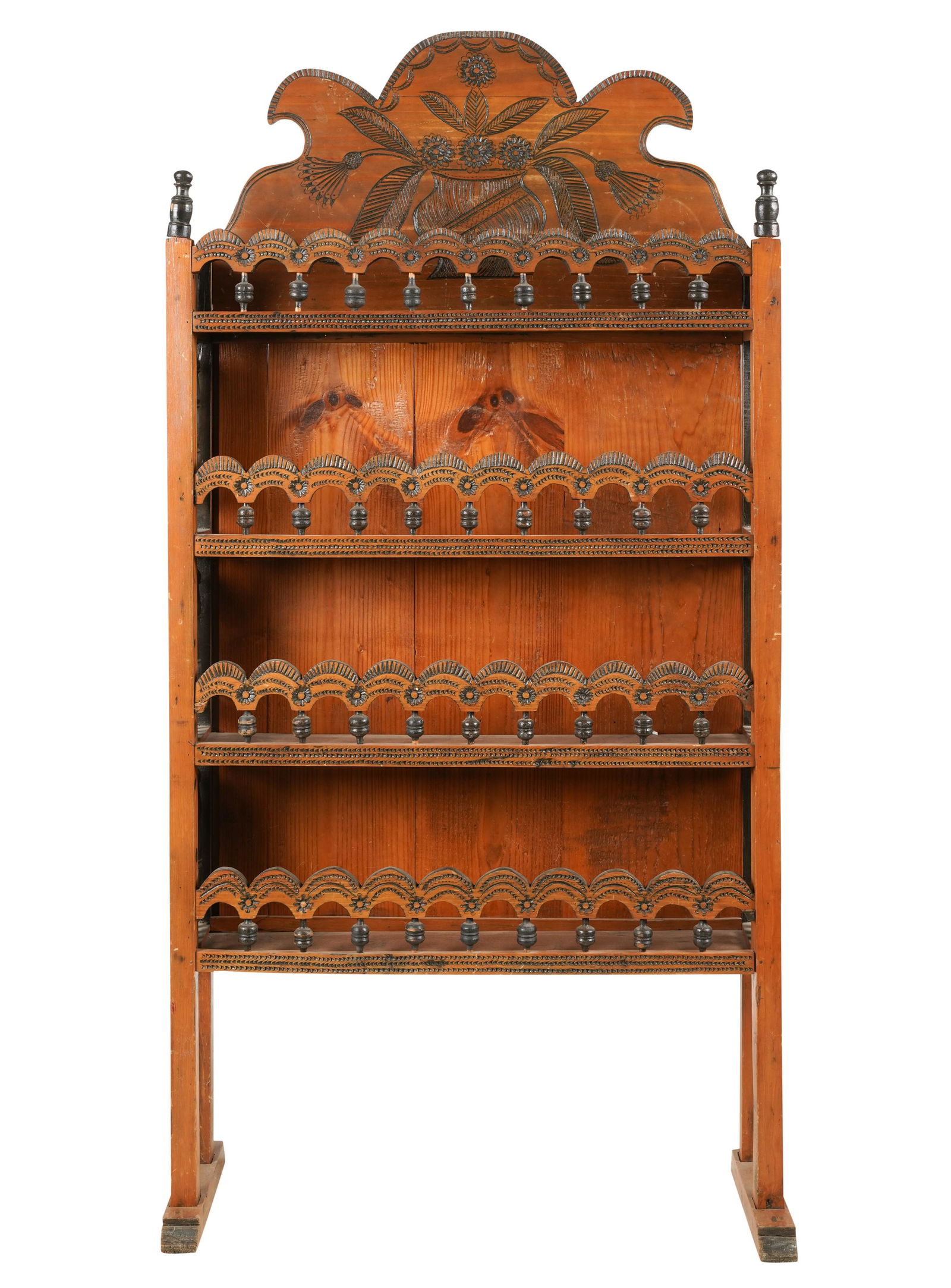 Antique Carved Pine and Ebonized Shelf (1 of 11)