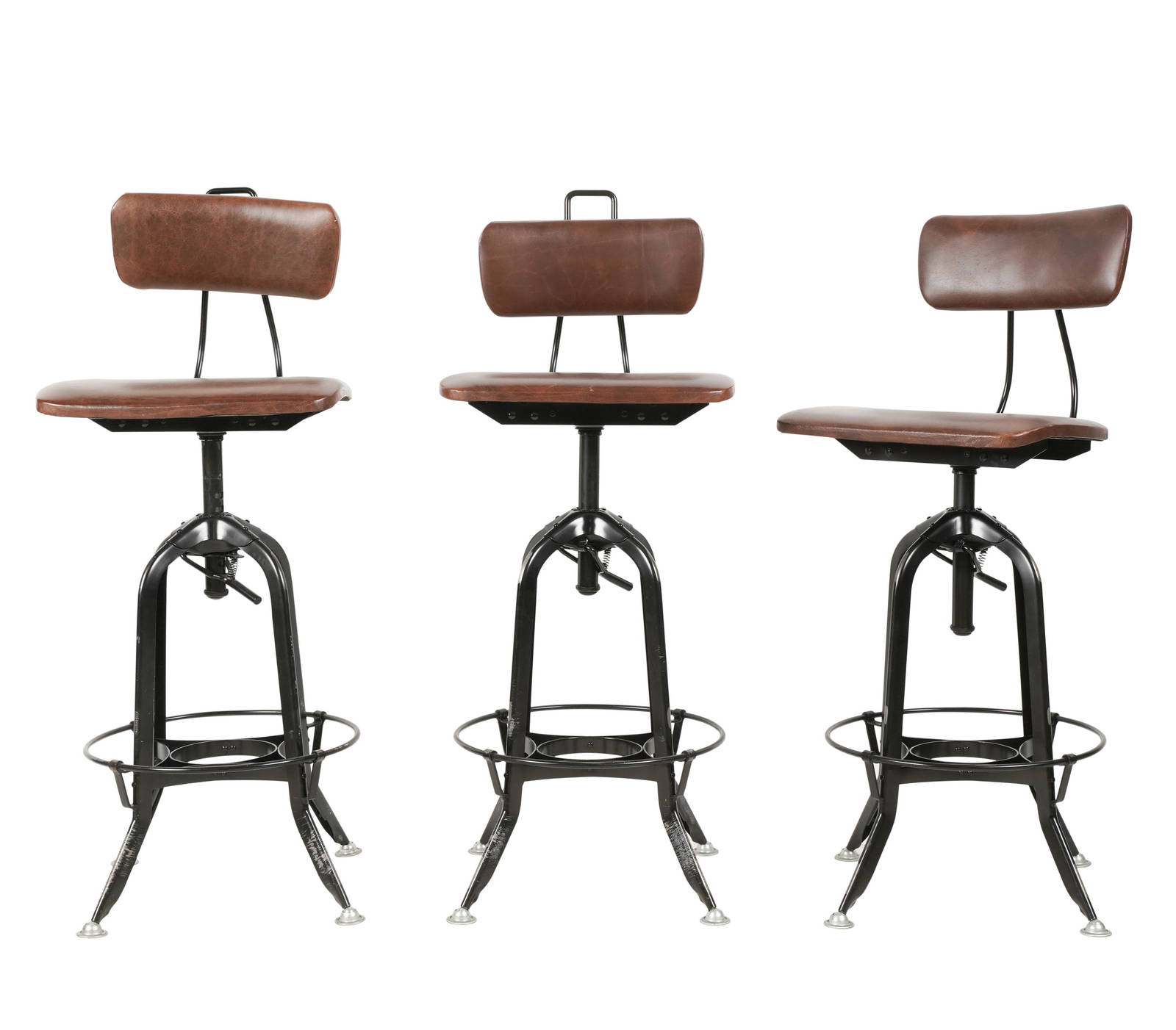 Three Restoration Hardware Metal Bar Stools Auction