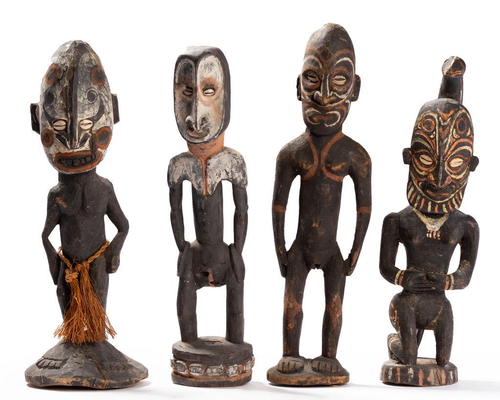 Four New Guinea Darkwood and Shell Ancestor Figures (1 of 20)