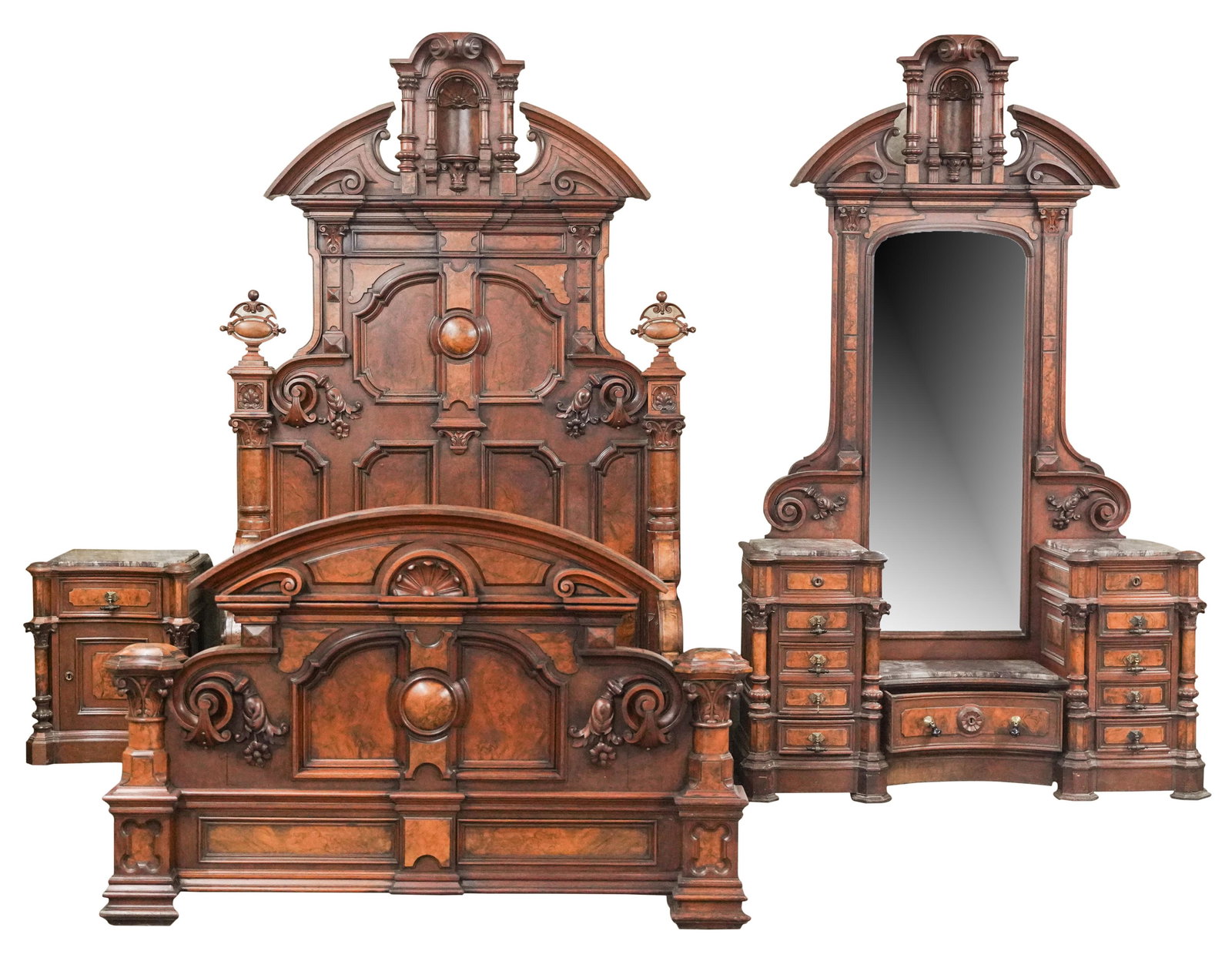 Large American Renaissance Revival Walnut Bedroom Suite (1 of 16)