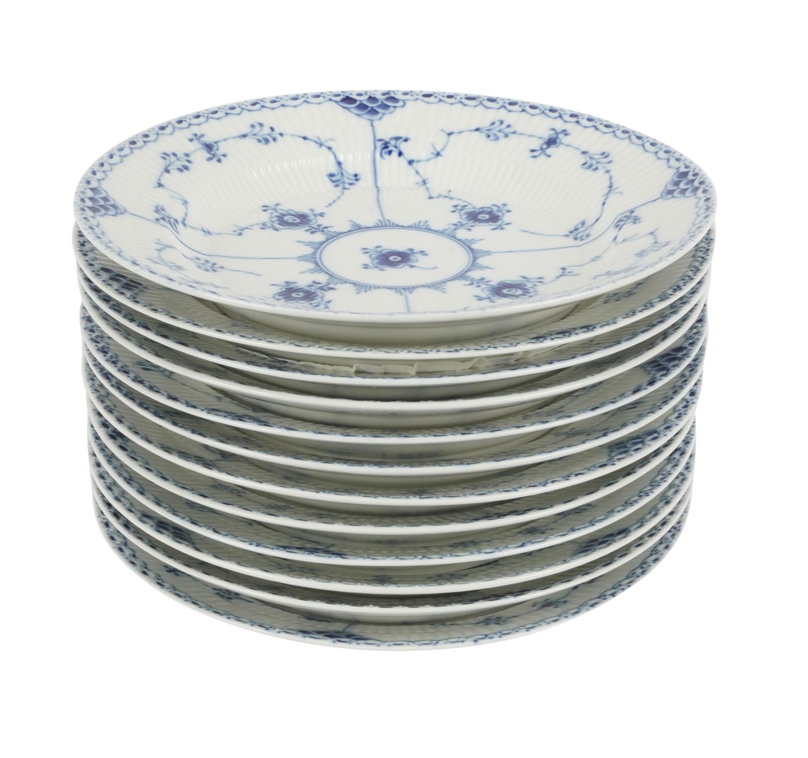 12 Royal Copenhagen Blue Fluted Half Lace Porcelain Dinner Plates (1 of 9)