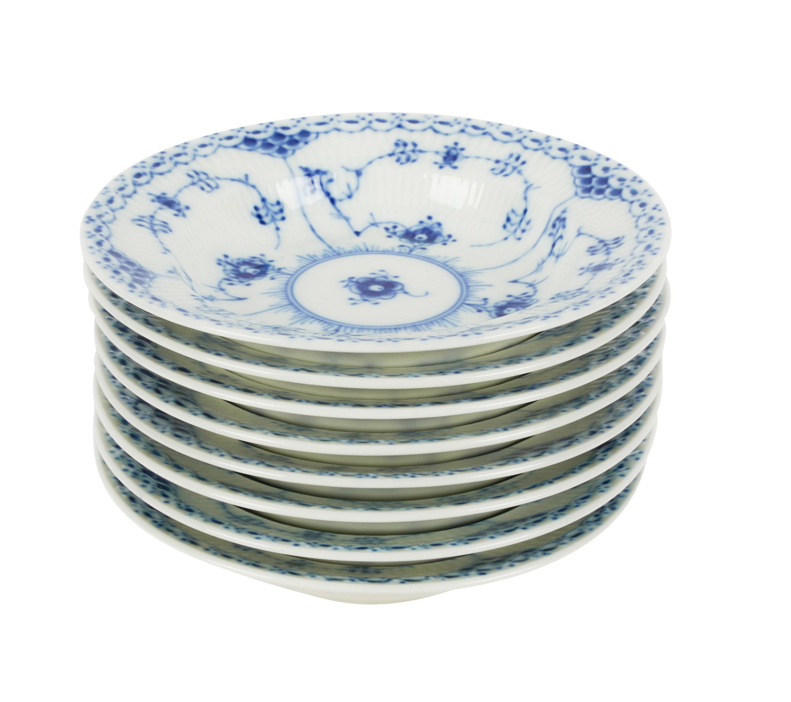Eight Royal Copenhagen Blue Fluted Half Lace Porcelain Bowls (1 of 5)
