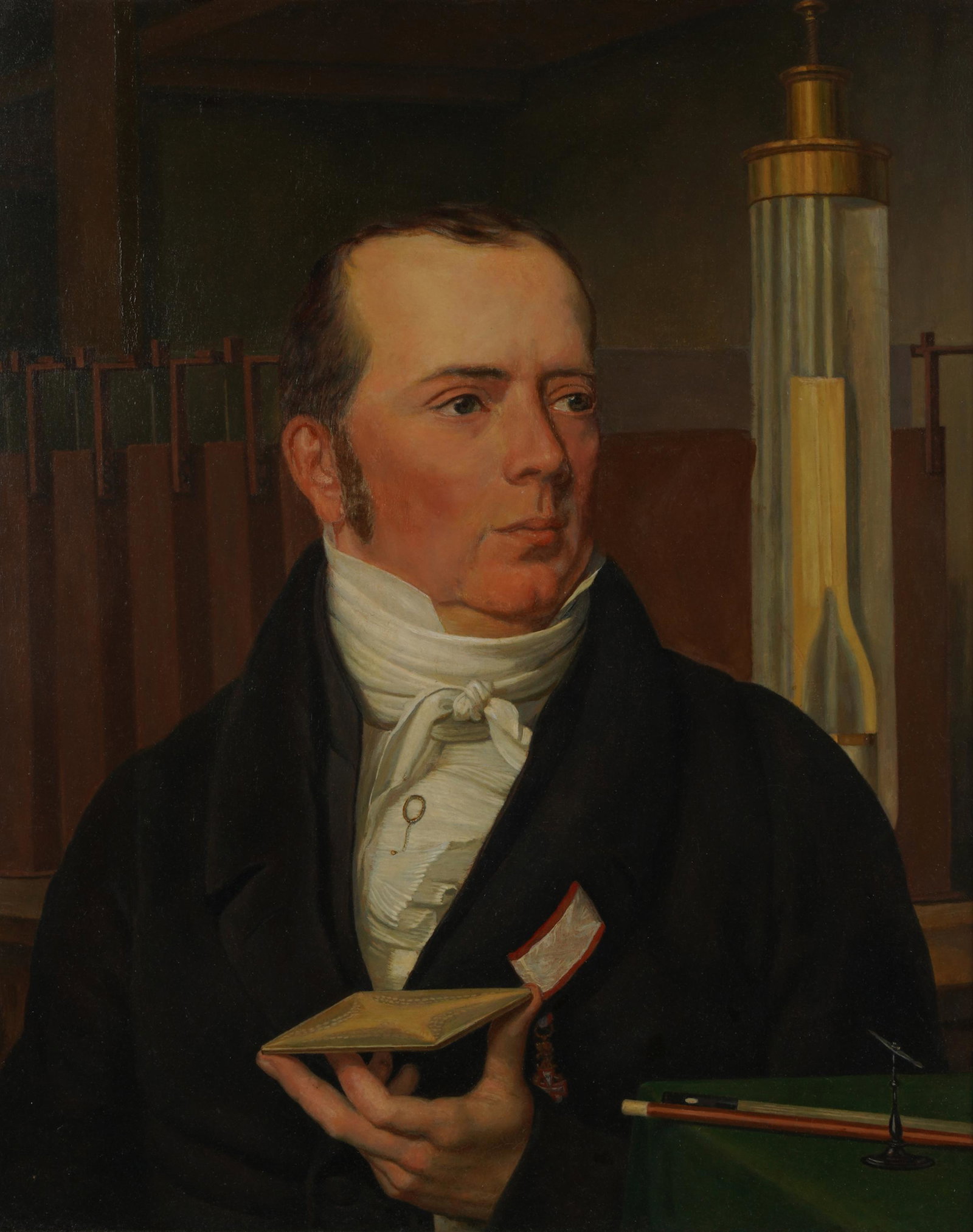 After Christoffer Wilhelm Eckersberg (1783 - 1853): Portrait of Hans Christian Oersted: oil on panel; unsigned 21 1/4 x 17 1/2 in. (54 x 44.5 cm.), Frame: 25 x 20 3/4 in. (63.5 x 52.7 cm.)