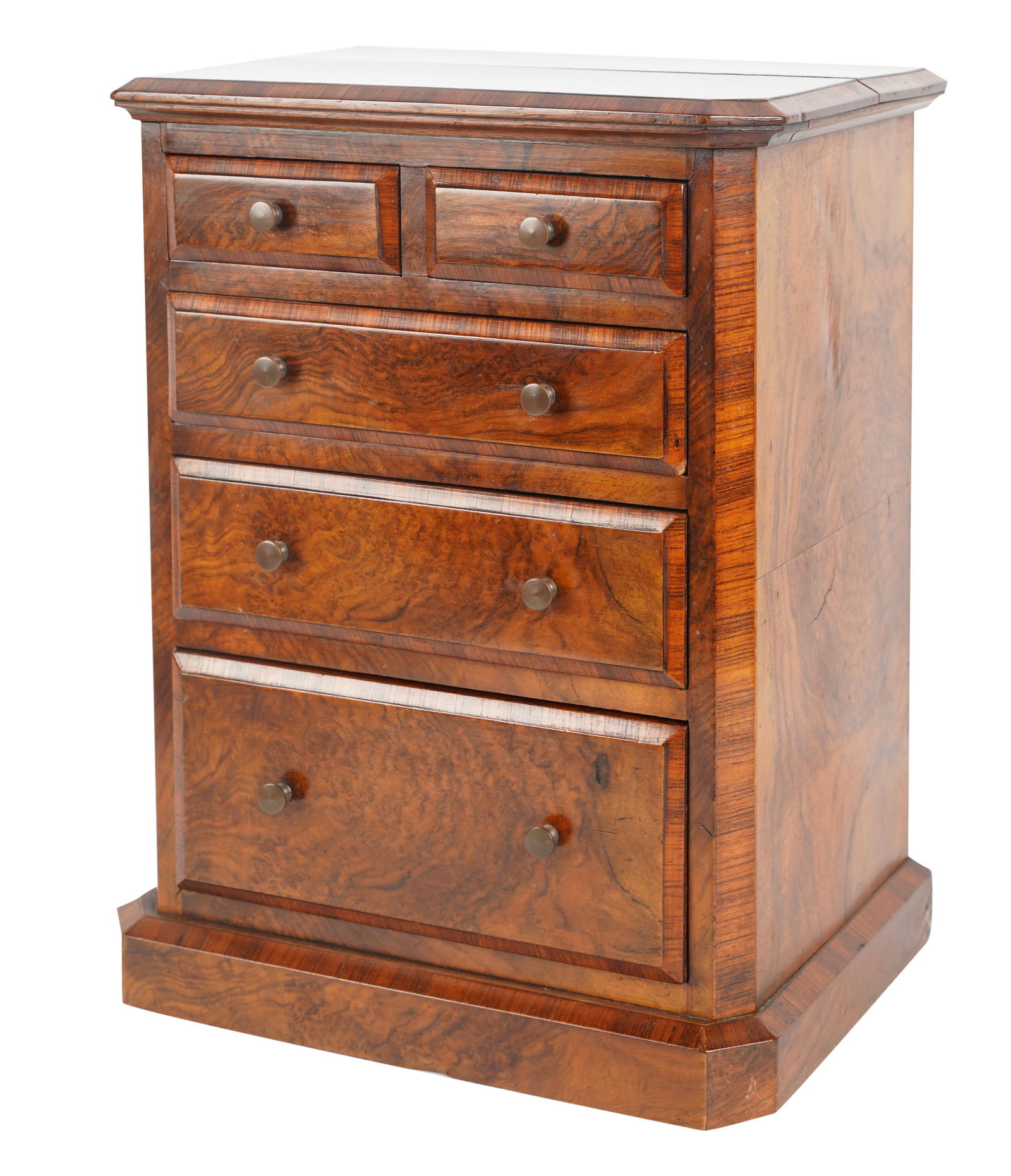 Bookmatched Walnut Miniature Chest of Drawers (1 of 9)