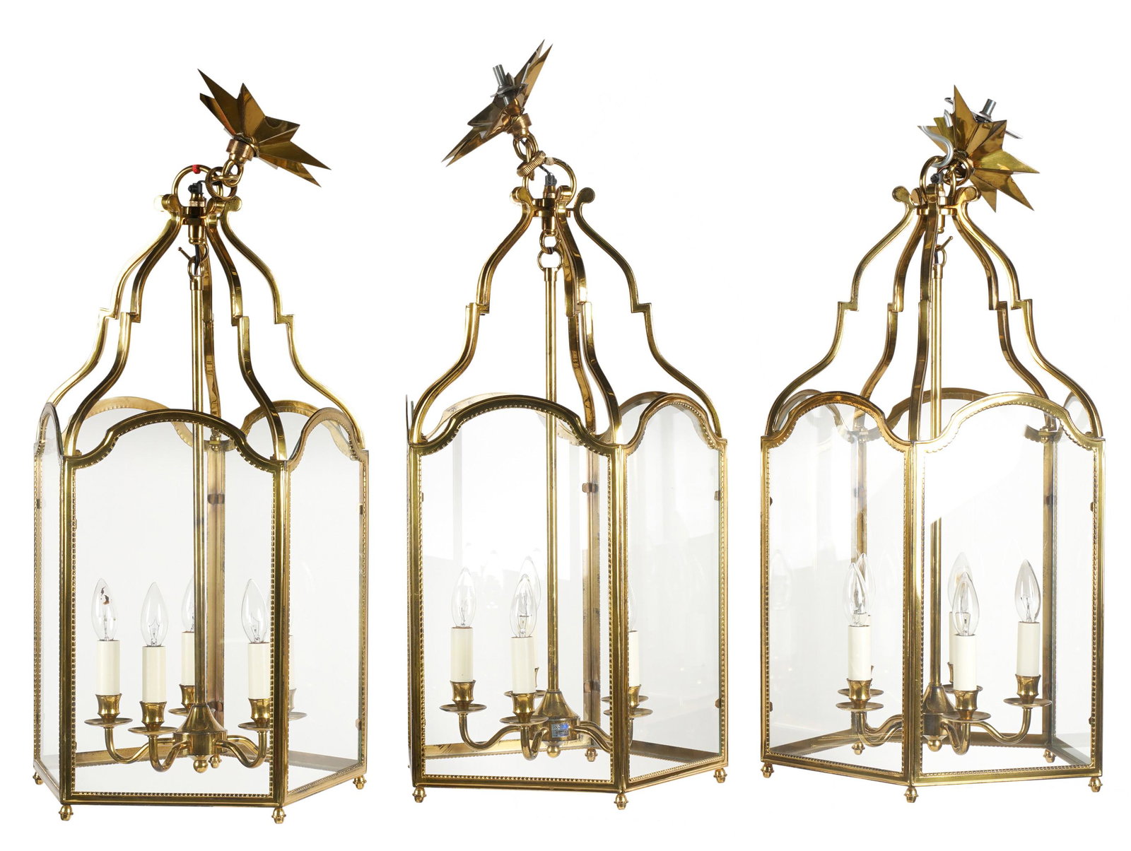 Group of Three Glass and Brass Lanterns (1 of 11)