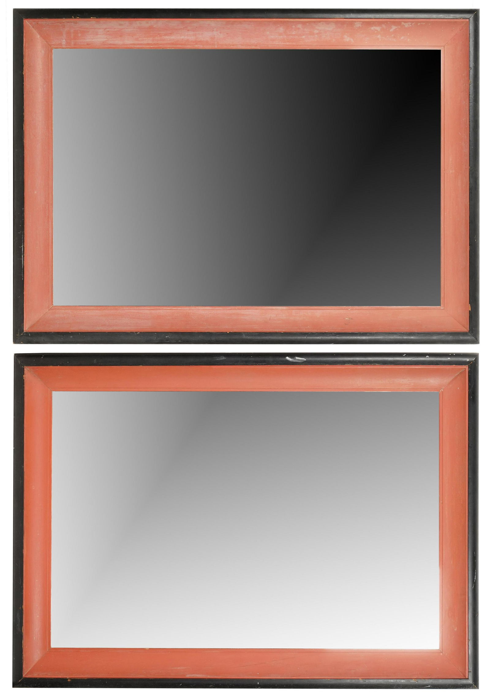 Pair of Red and Black-Painted Wood Wall Mirrors (1 of 10)