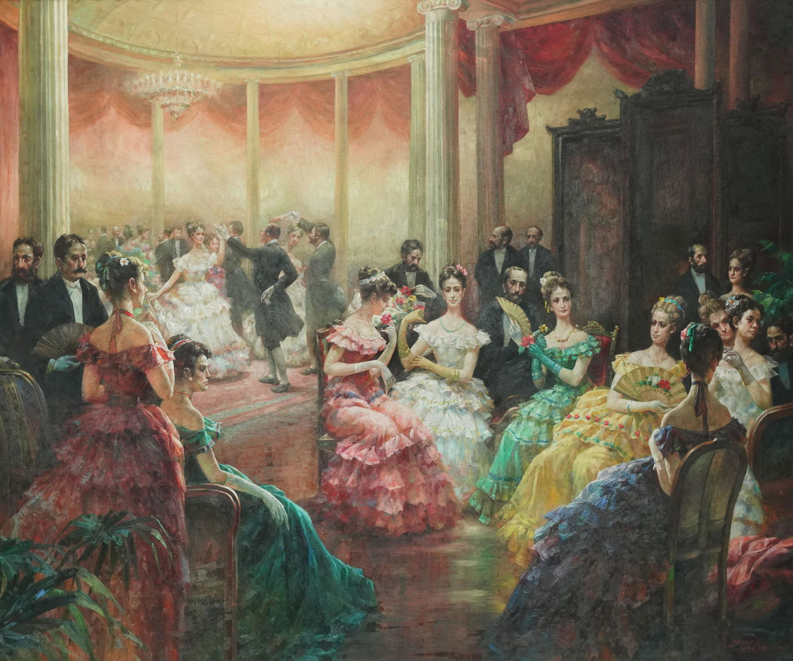 Collection of Larry Flynt: Ballroom Scene: oil on canvas; late 20th century; signed "James Stark" lower right 60 x 62 in. (152.4 x 157.5 cm.), Frame: 69 x 81 in. (175.3 x 205.7 cm.)