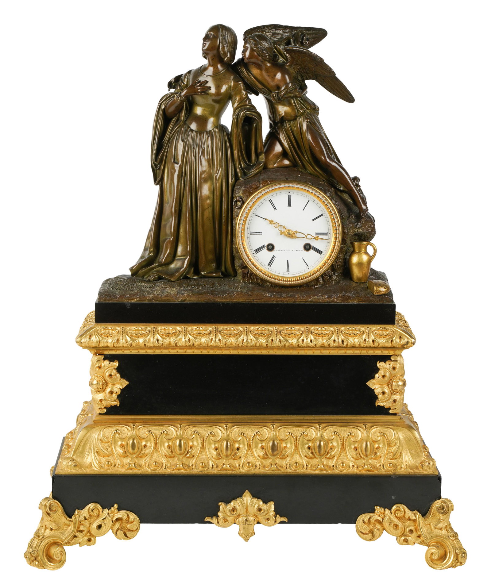 French Gilt Metal-Mounted Figural Mantle Clock (1 of 14)