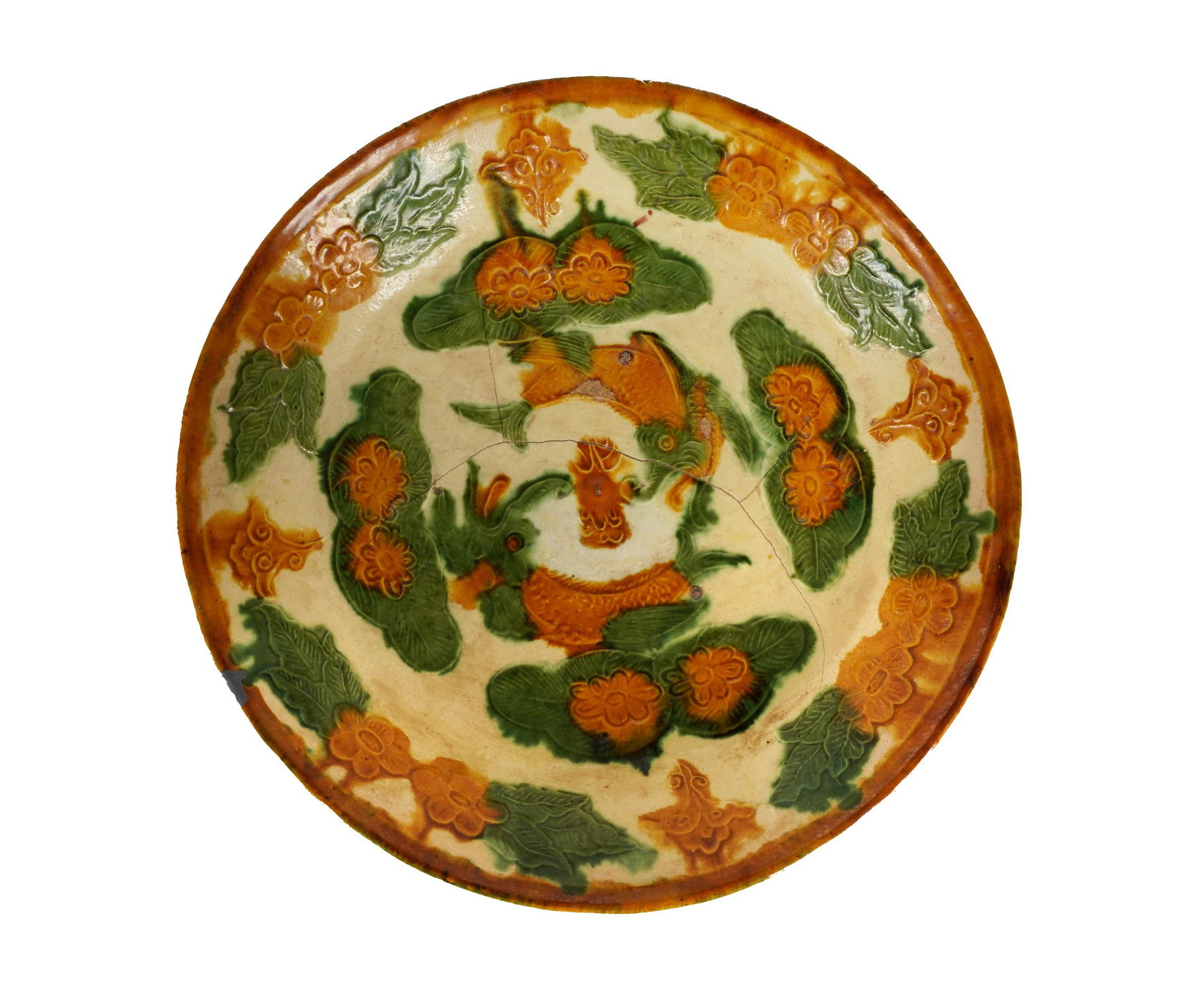 Chinese Yellow and Green Glazed Ceramic Plate (1 of 9)