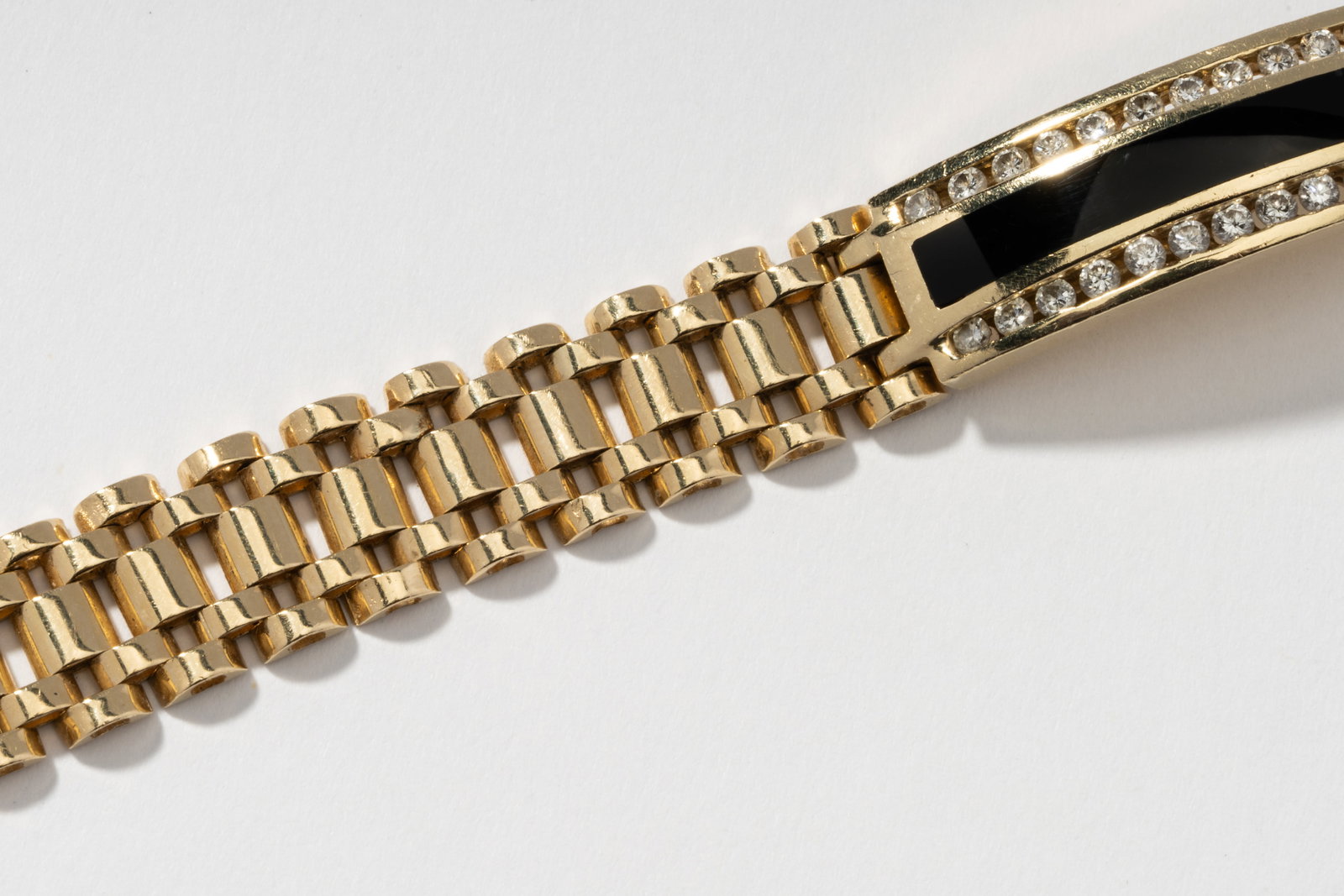 14 Karat Yellow Gold Diamond and Black Onyx Bracelet (1 of 9)
