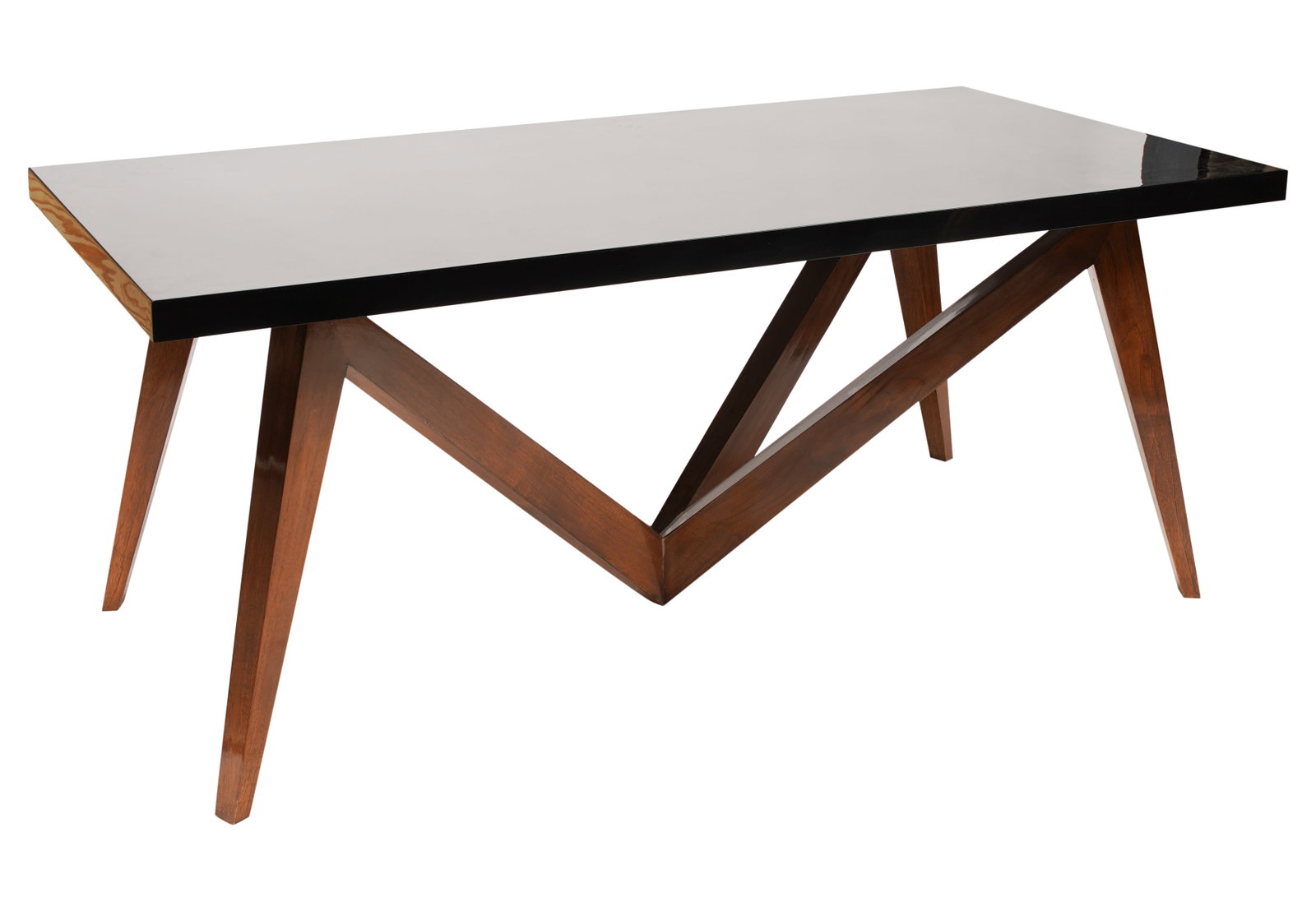 Modernist Dining Table: manufacturer unknown; with lacquer-finish top 30 x 71 x 36 1/4 in. (76.2 x 180.3 x 92.1 cm.)