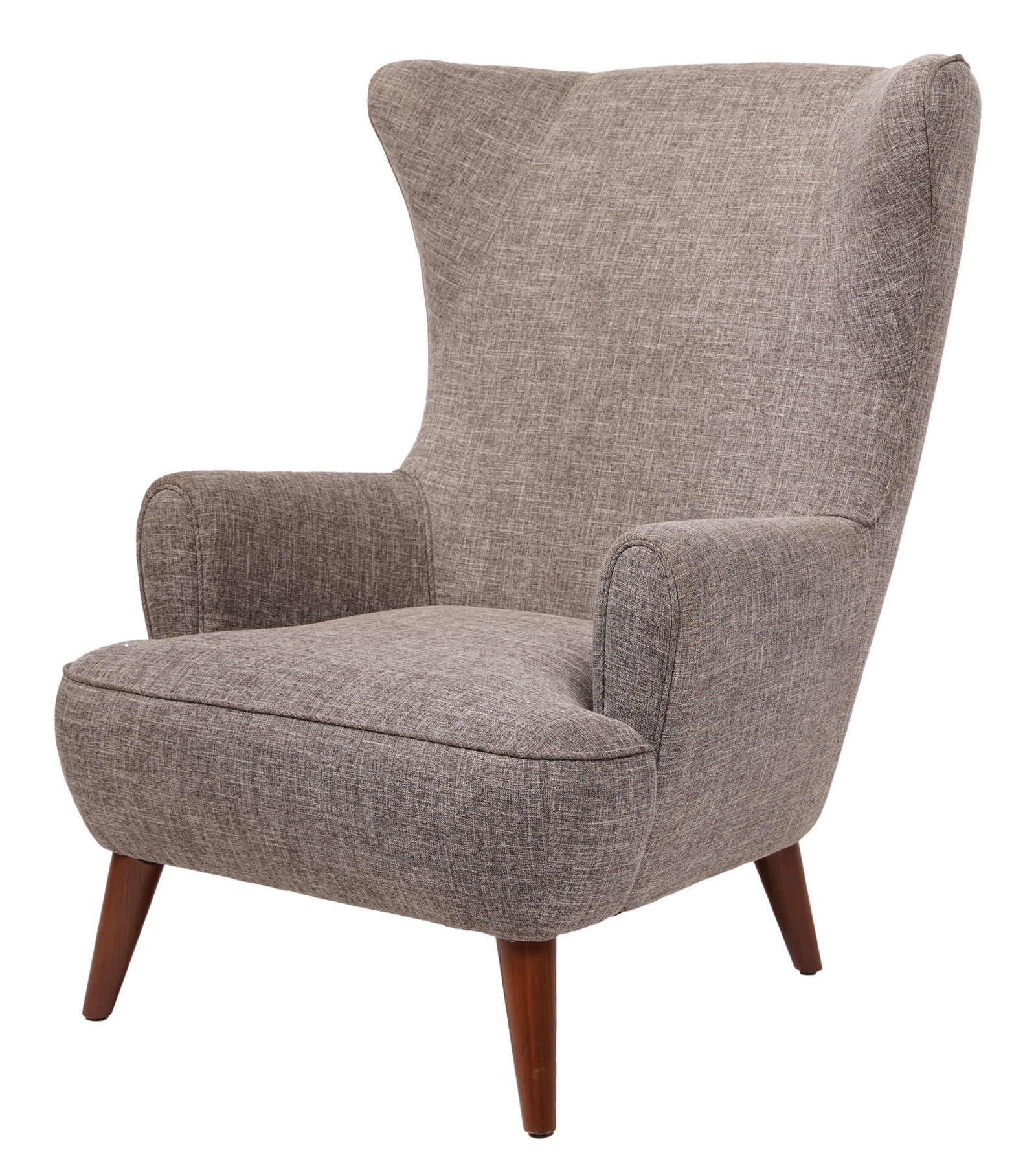 Contemporary Grey Upholstered Wing Chair (1 of 6)