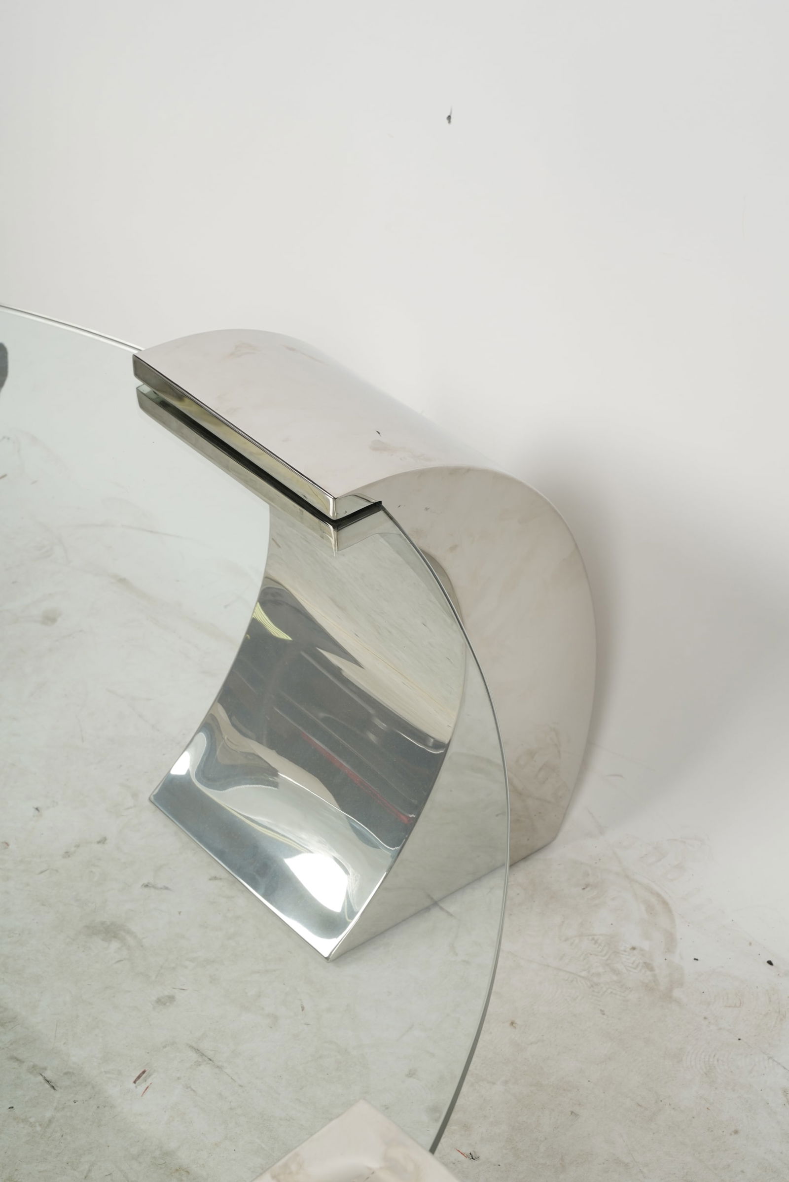 Modernist Glass and Polished Steel Coffee Table (1 of 7)