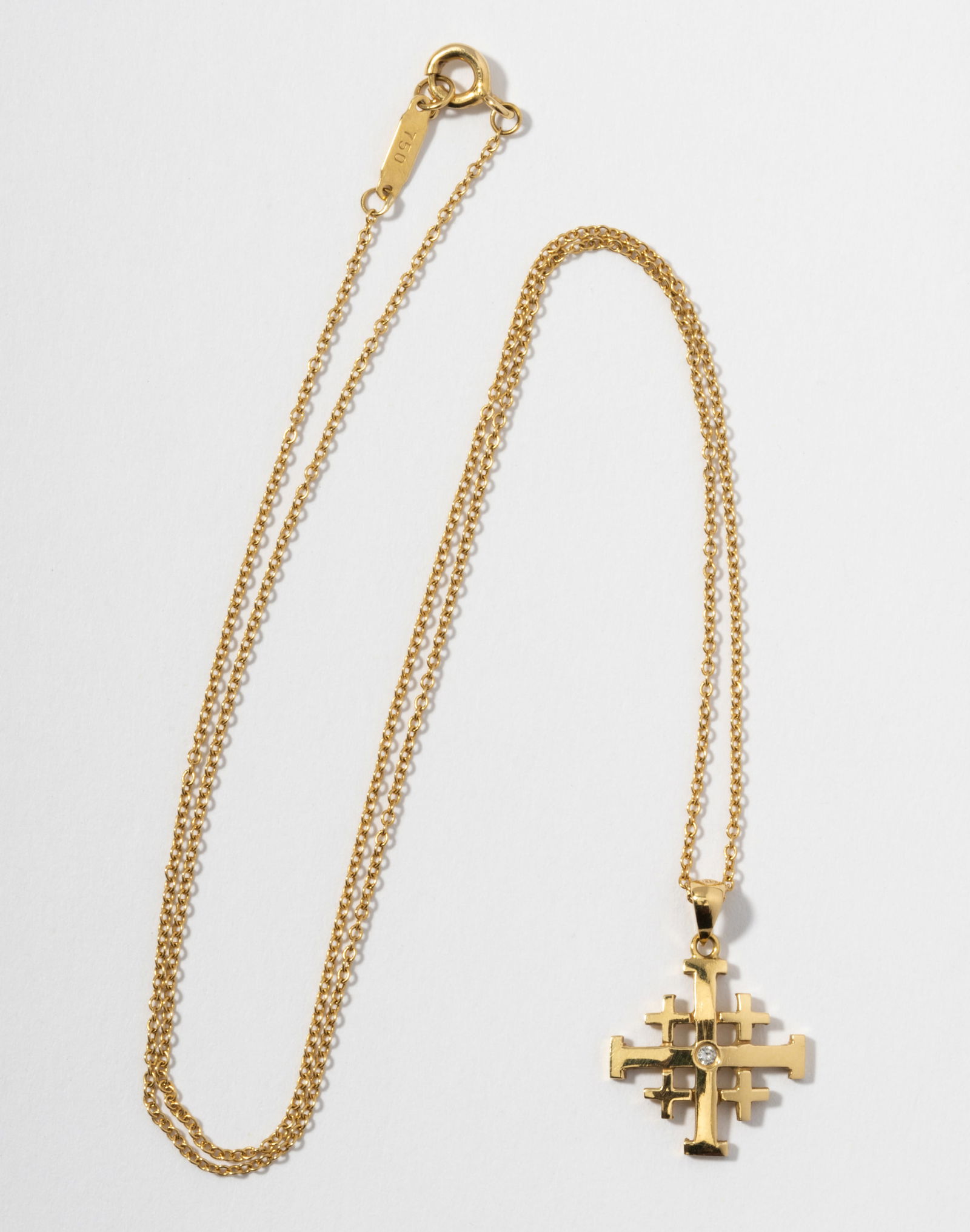 18 Karat Yellow Gold and Diamond Pendant Necklace (1 of 4)