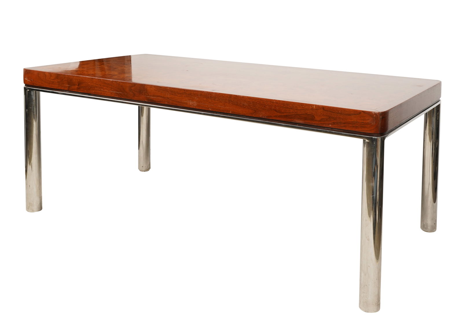 Modernist Chrome and Burlwood Dining Table (1 of 8)