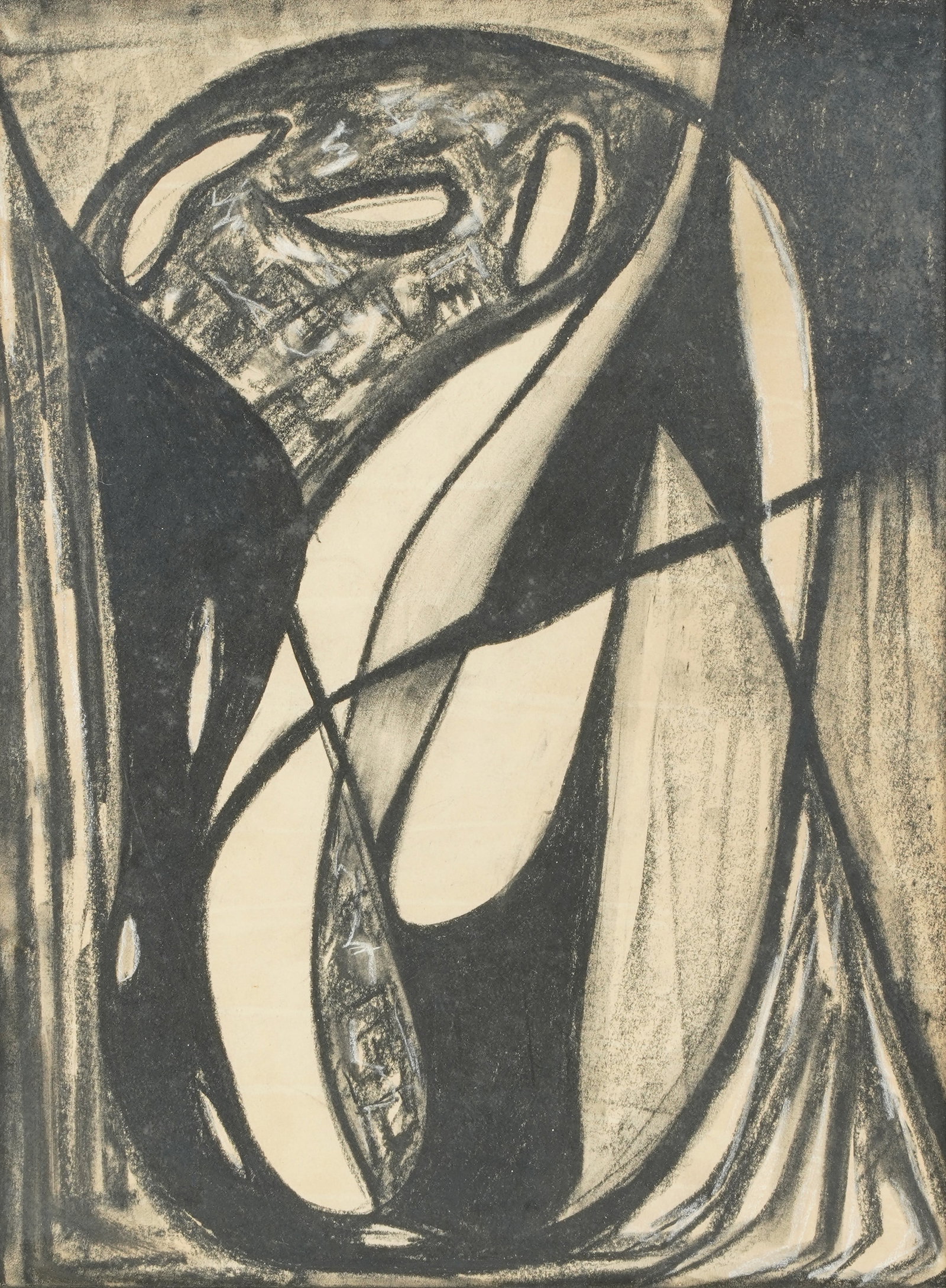 20th Century: Abstract: charcoal on paper; unsigned 20 1/8 x 15 in. (51.1 x 38.1 cm.), Frame: 27 1/4 x 22 1/4 in. (69.2 x 56.5 cm.)