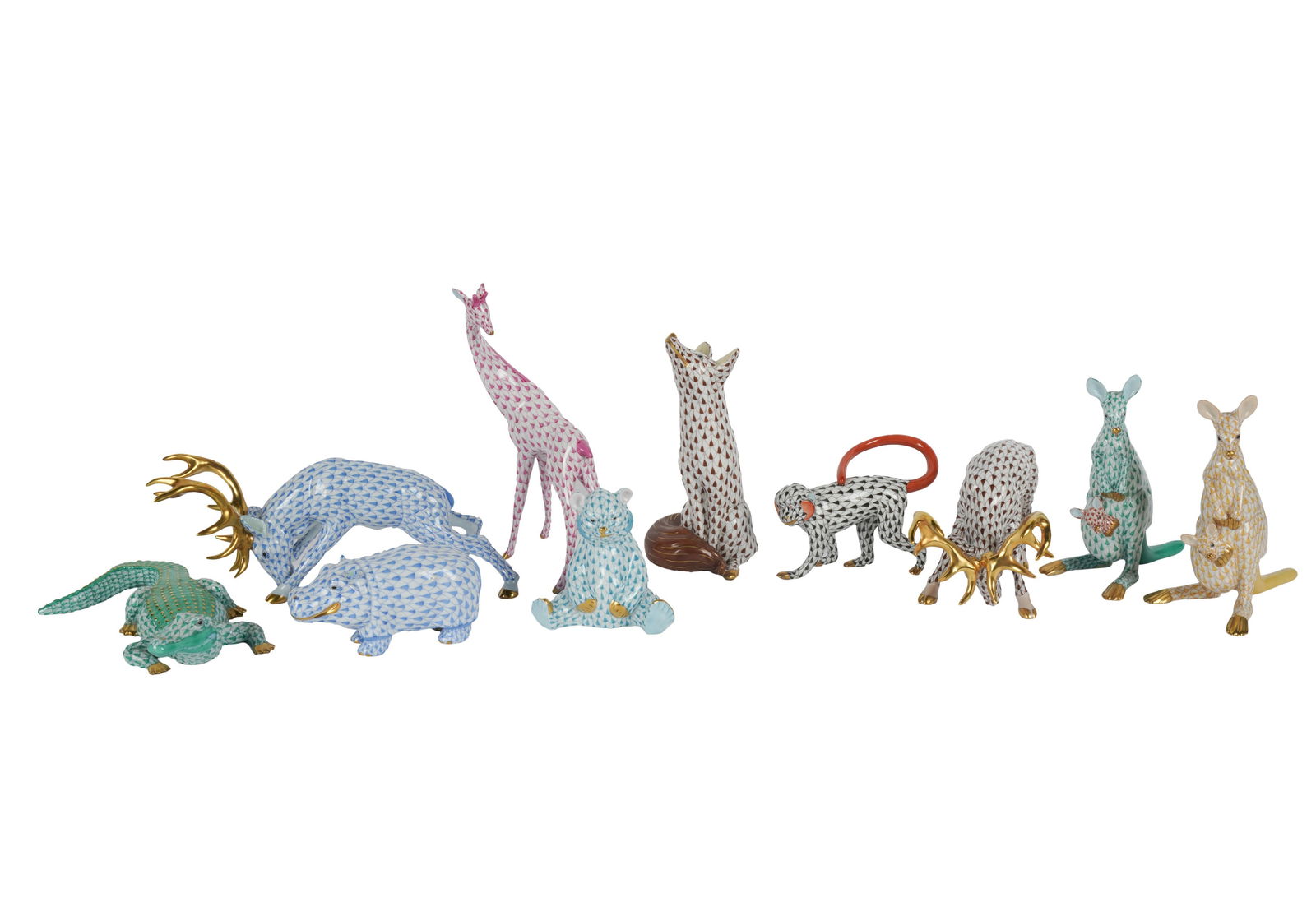 Group of Herend Fishnet Porcelain Animal Figures (1 of 7)