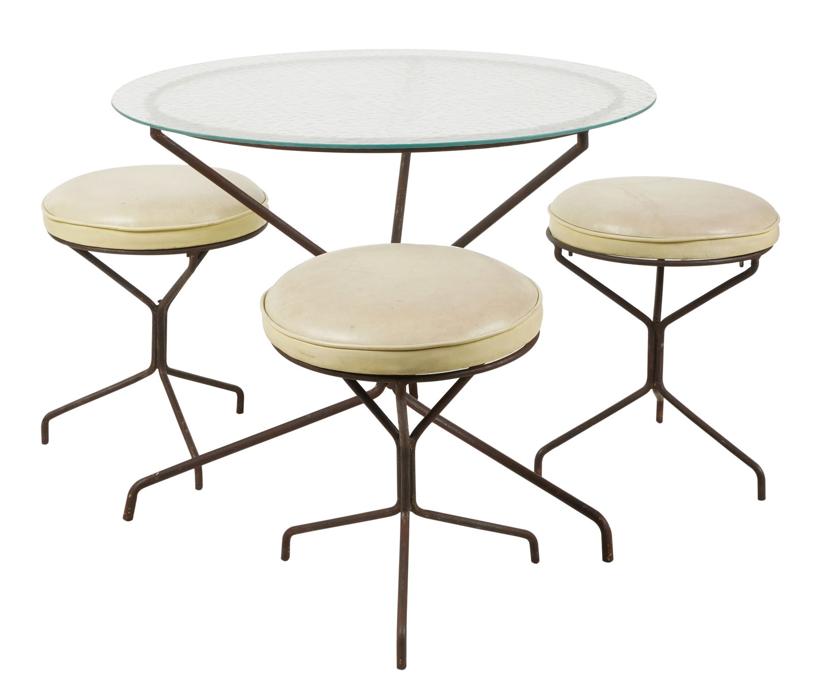 California Modern Iron and Pebble Glass Dining Set (1 of 11)