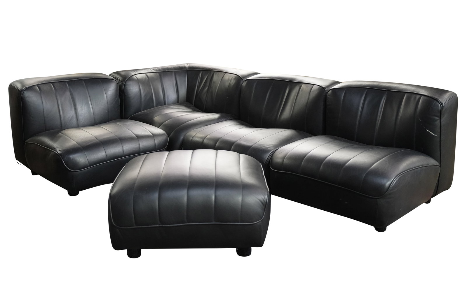 Black Leather Five-Part Sectional Sofa (1 of 11)