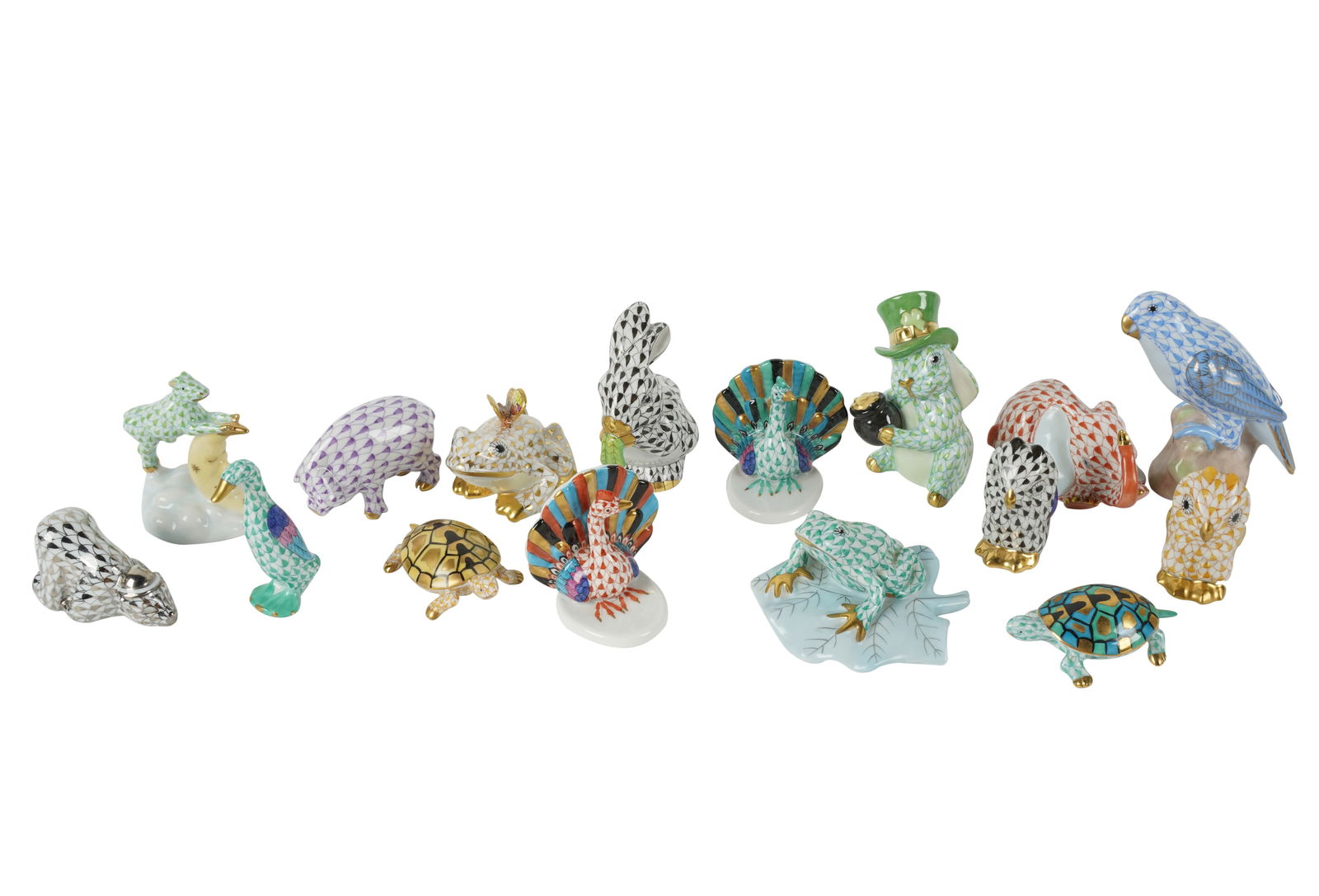 Collection of Herend Porcelain Fishnet Animal Figures (1 of 8)