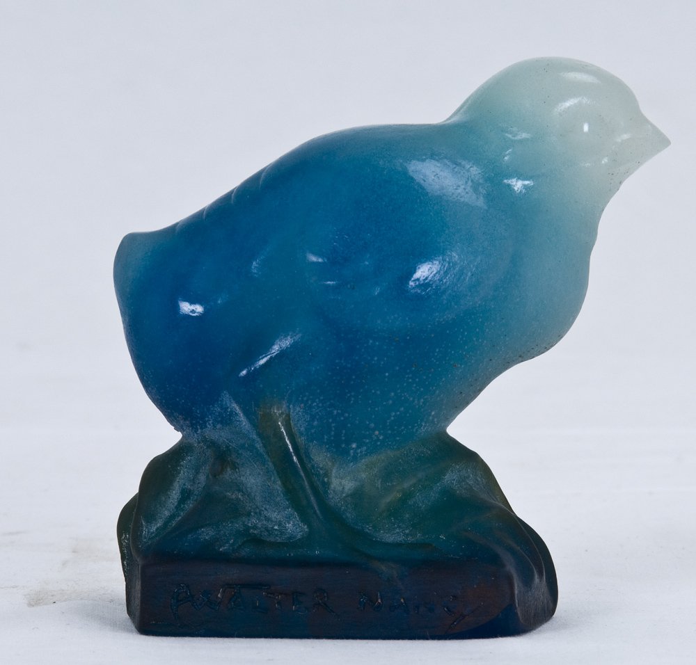AMALRIC WALTER PATE-DE-VERRE BIRD: signed "A. Walter Nancy" 4 inches high