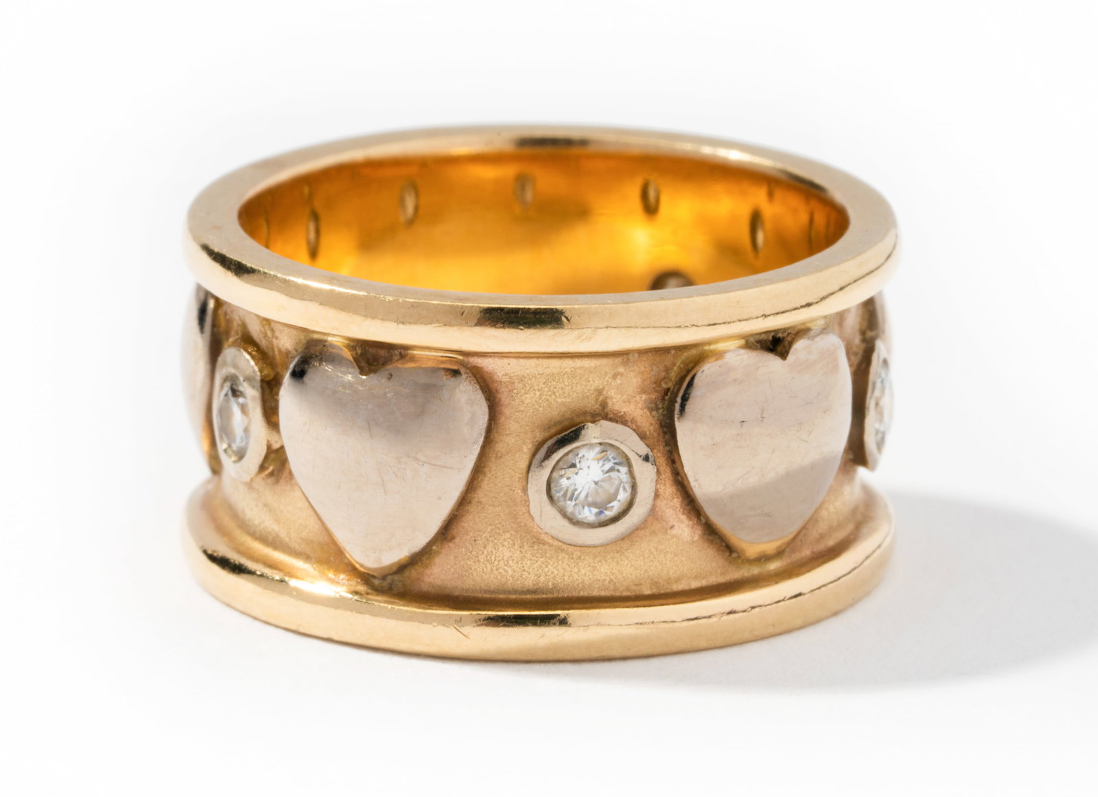 14 Karat Yellow Gold And Platinum Diamond Heart Band (1 of 6)