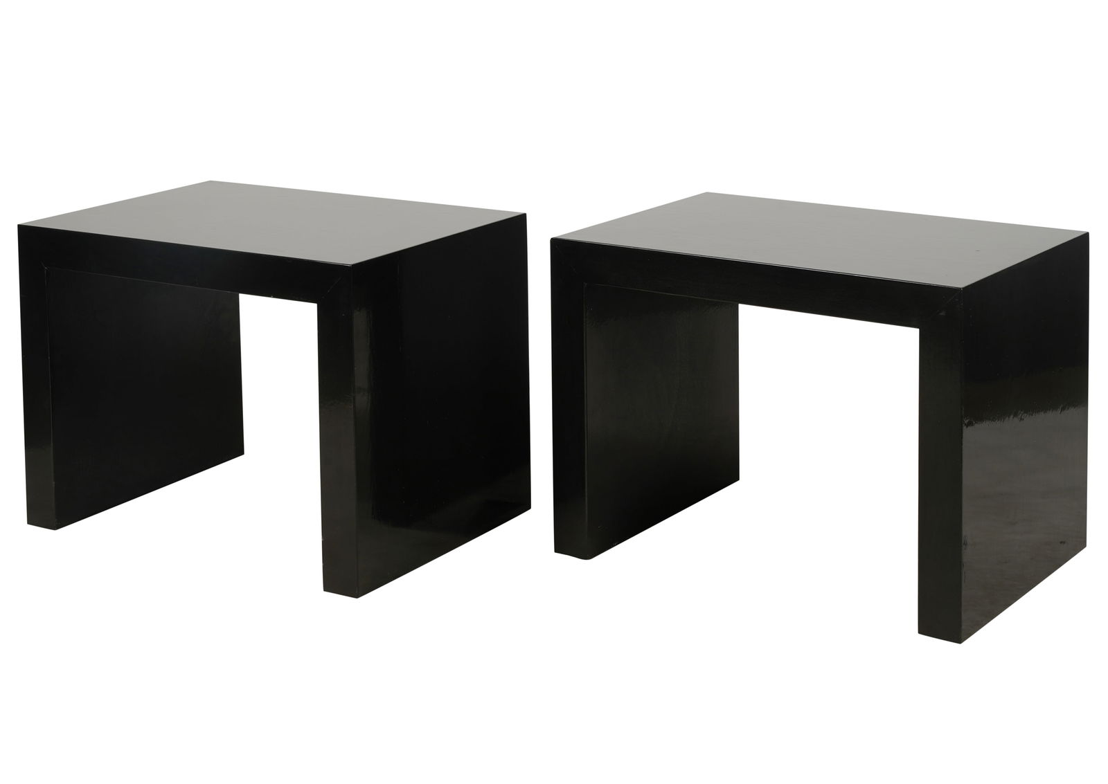 Pair of Black Lacquer End Tables (1 of 9)