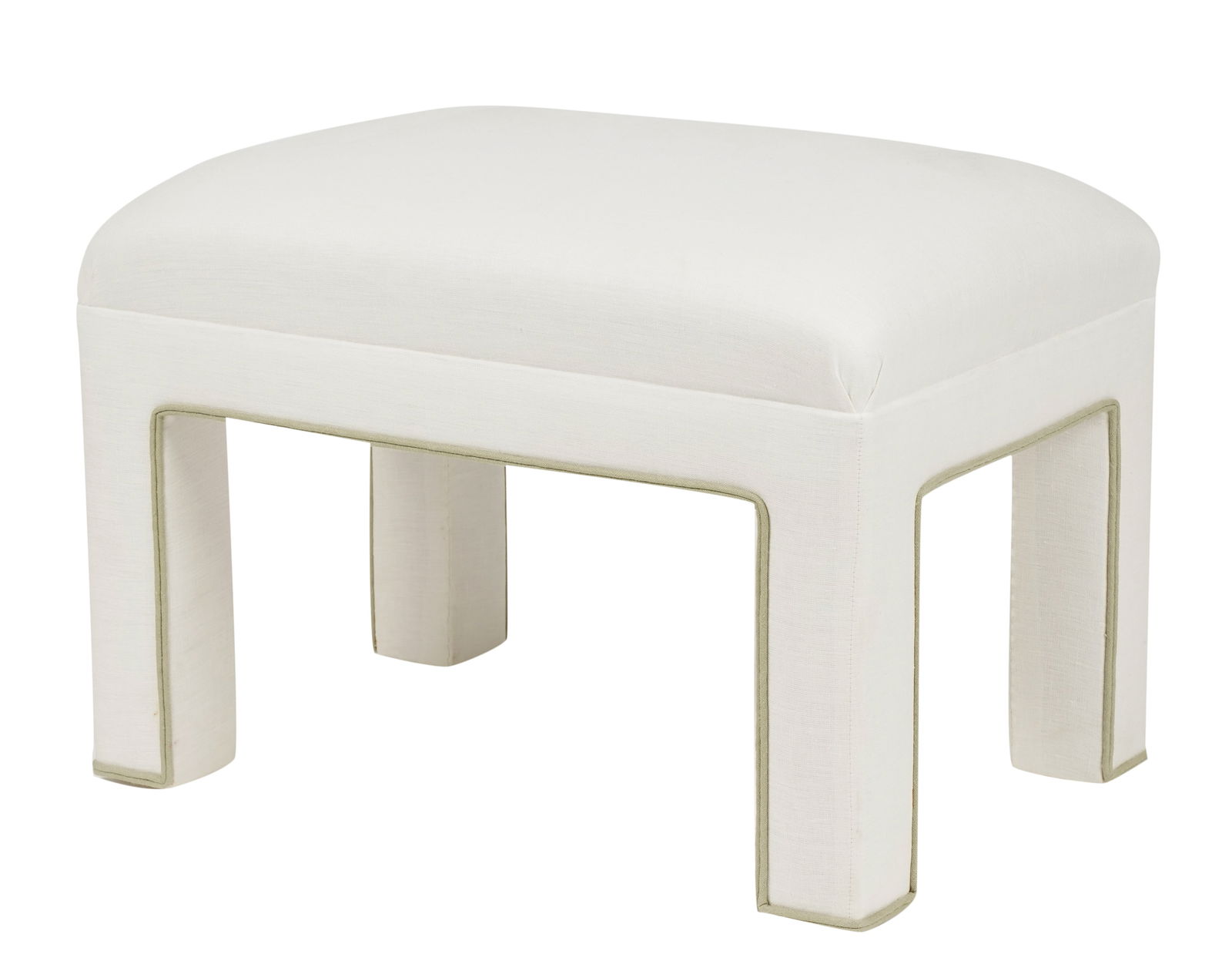 White Modern Linen Upholstered Bench (1 of 6)