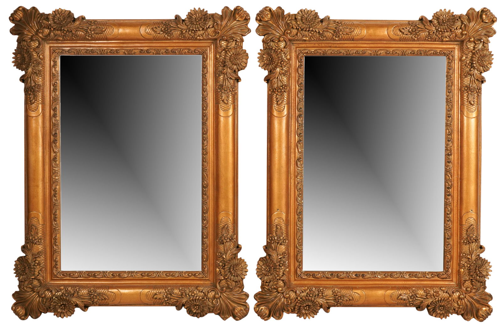 Pair of Floral-Carved Giltwood Wall Mirrors (1 of 6)