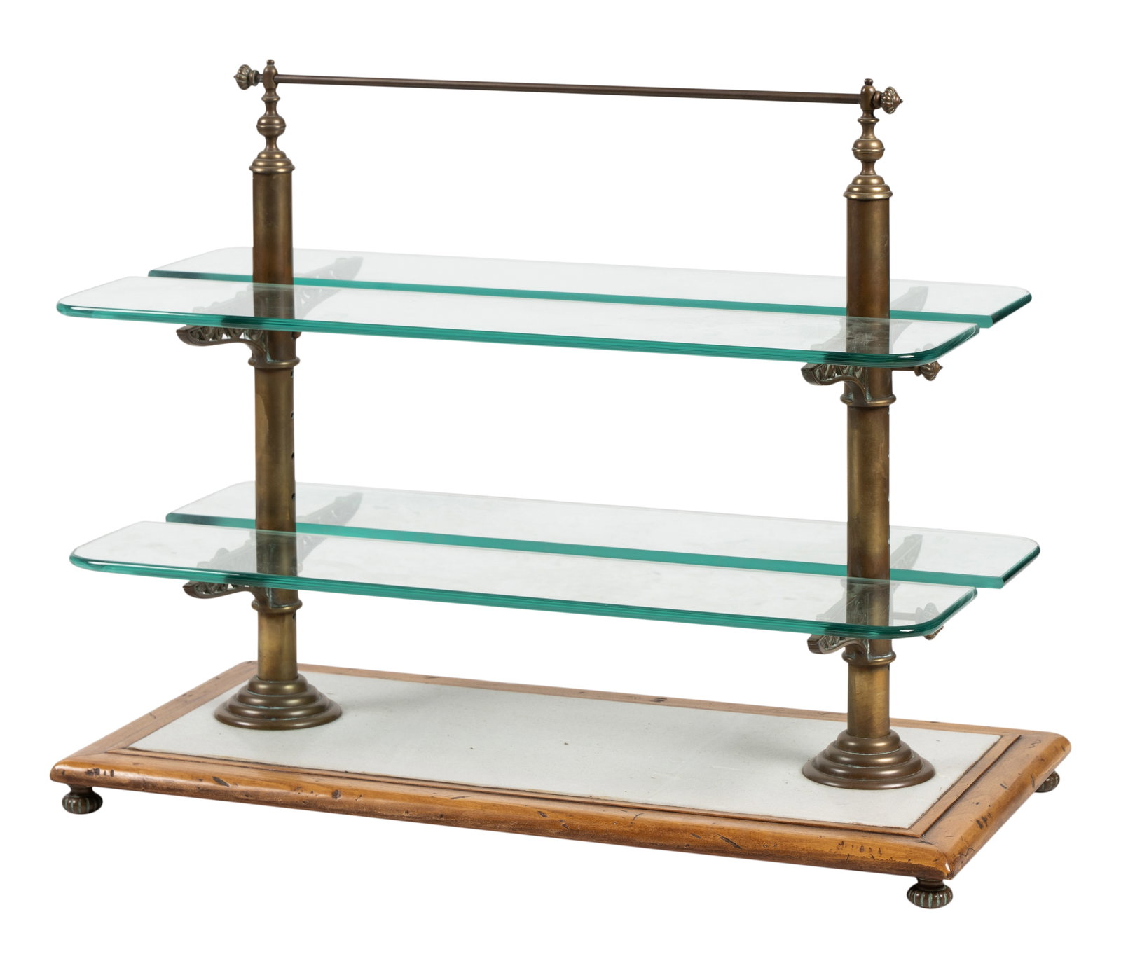 Antique Fruitwood, Glass and Brass Display Stand (1 of 8)