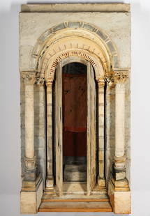 Richard Bunkall (1953-1999): Doorway No. 3: wood, plaster, oil, glass, cloth 1990; unsigned; titled to gallery label 40 x 21 x 4 3/4 in. (101.6 x 53.3 x 12.1 cm.) Provenance: Property from an Important Estate, Big Canyon, Newport Beach,