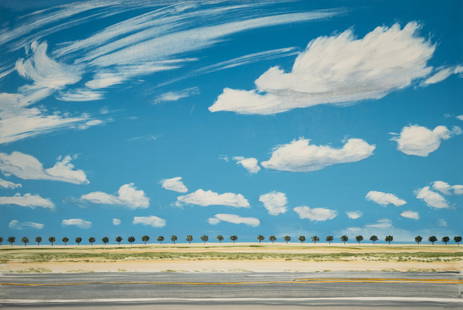 Woody Gwyn (b. 1944): Clouds Over Highway: oil on paper signed lower right 28 x 41 1/2 in. (71.1 x 105.4 cm.), Frame: 32 x 46 in. (81.3 x 116.8 cm.) Provenance: Property from the collection of Mitchell Friedman, master printer for Jim Dine