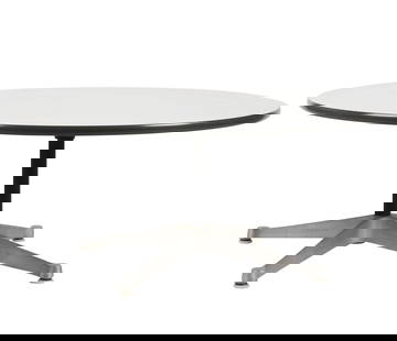 Charles (1907-1978) and Ray (1912-1988) Eames: Aluminum Group Coffee Table: Herman Miller, Zeeland, Michigan; cast aluminum, enameled steel, laminate; unsigned 16 x 36 in. (40.6 x 91.4 cm.) Provenance: Property from The Watt Estate's Harbor Island Time Capsule, Newport Beach,