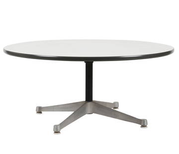 Charles (1907-1978) and Ray (1912-1988) Eames: Aluminum Group Coffee Table: Herman Miller, Zeeland, Michigan; cast aluminum, enameled steel, laminate; unsigned 16 x 36 in. (40.6 x 91.4 cm.) Provenance: Property from The Watt Estate's Harbor Island Time Capsule, Newport Beach,