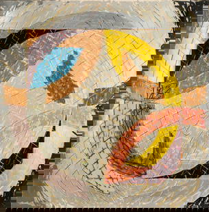 Frank Stella (b. 1936): Polar Co-Ordinates VIII: from Polar co-ordinates for Ronnie Peterson; unique lithograph and screenprint in colors with hand-coloring in tempera, acrylic, gouache, crayon and glitter on Arches Cover 1980; signed and numbered 2