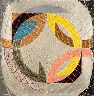 Frank Stella (b. 1936): Polar Co-Ordinates VIII: from Polar co-ordinates for Ronnie Peterson; unique lithograph and screenprint in colors with hand-coloring in tempera, acrylic, gouache, crayon and glitter on Arches Cover 1980; signed and numbered 2