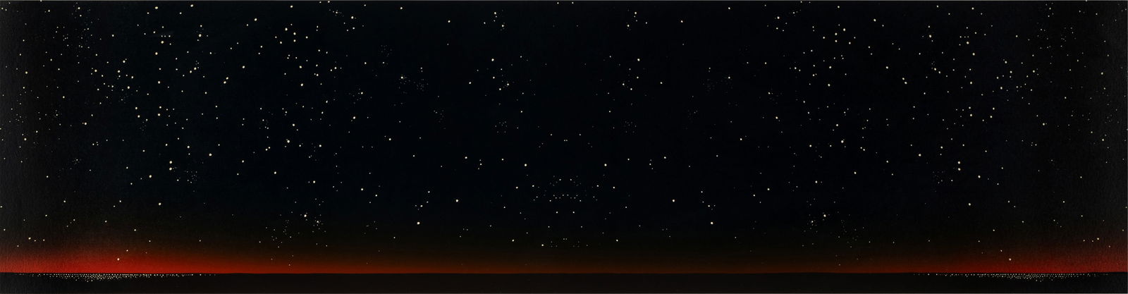 Ed Ruscha (b. 1937): Two Similar Cities: screenprint in colors on Stonehenge 1980; pencil-signed, dated and numbered "Doomsday Proof IV"; published by the artist and with his blindstamp Image: 14 x 53 in. (35.6 x 134.6 cm.), Frame: 24 x 62 i