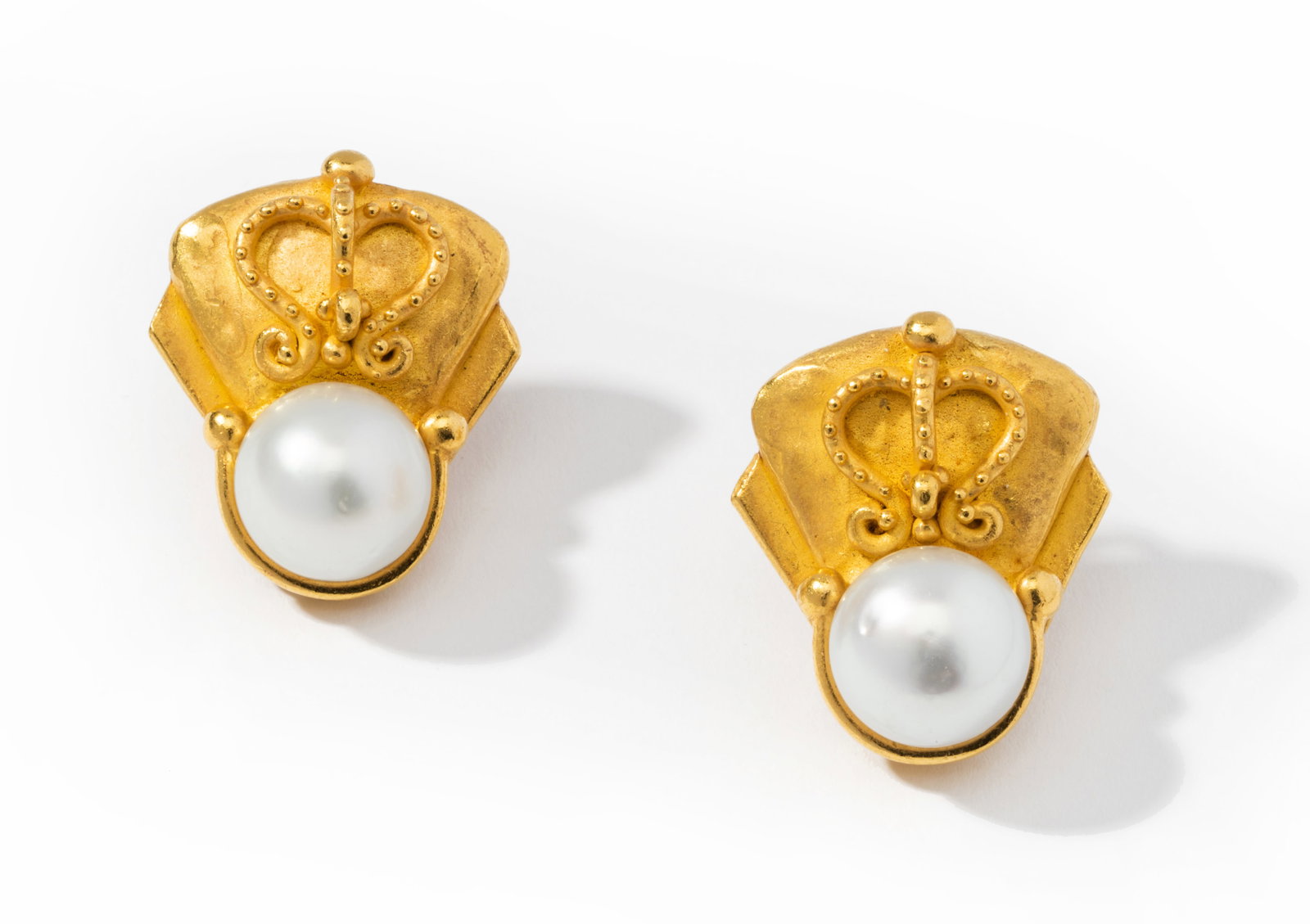 Denise Roberge' High Karat Yellow Gold and South Seas Pearl Earrings (1 of 5)