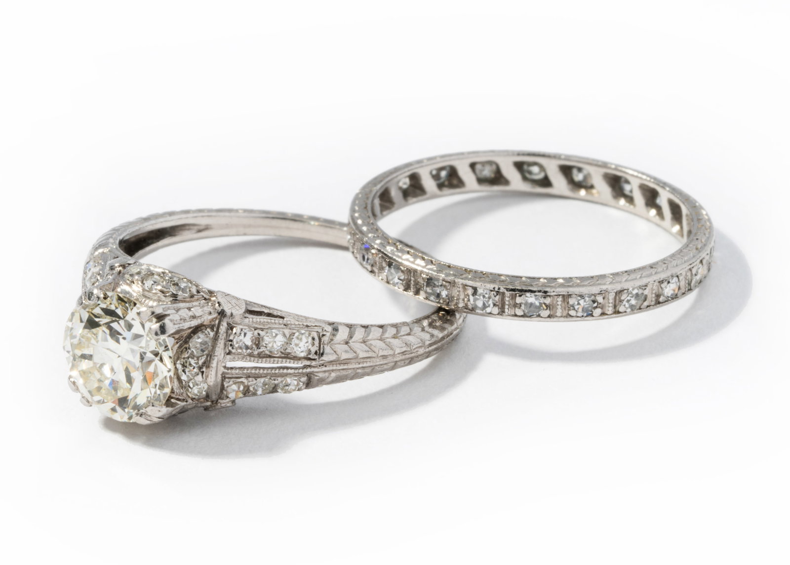 Belle Epoque Platinum Diamond Wedding Ring Set (1 of 6)