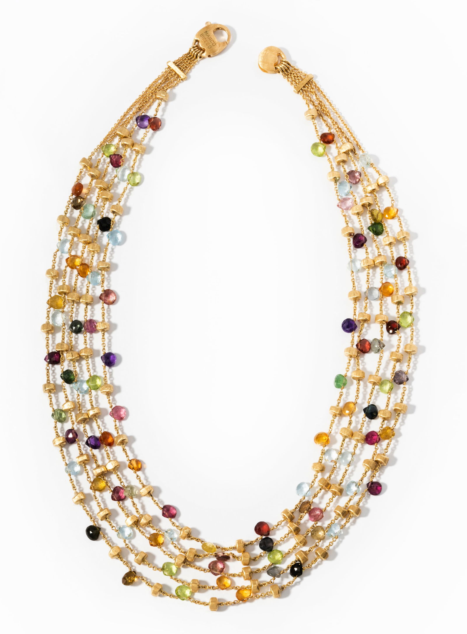 Marco Bicego 18 Karat Yellow Gold Multi-Gemstone Five-Strand "Paradise" Necklace (1 of 11)