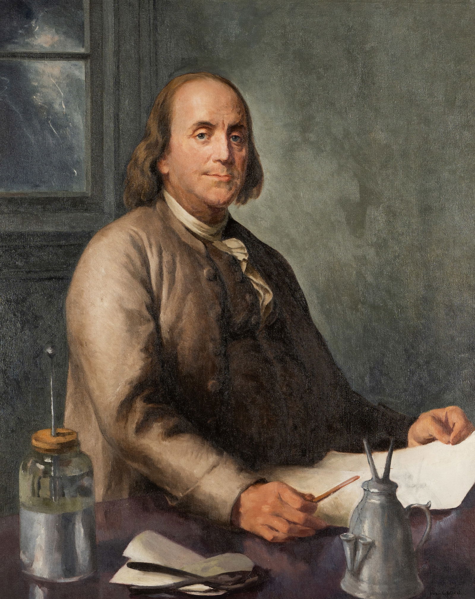 Ivan Gregorewitch Olinsky (1878-1962): Benjamin Franklin's Discovery of Electricity (1 of 19)