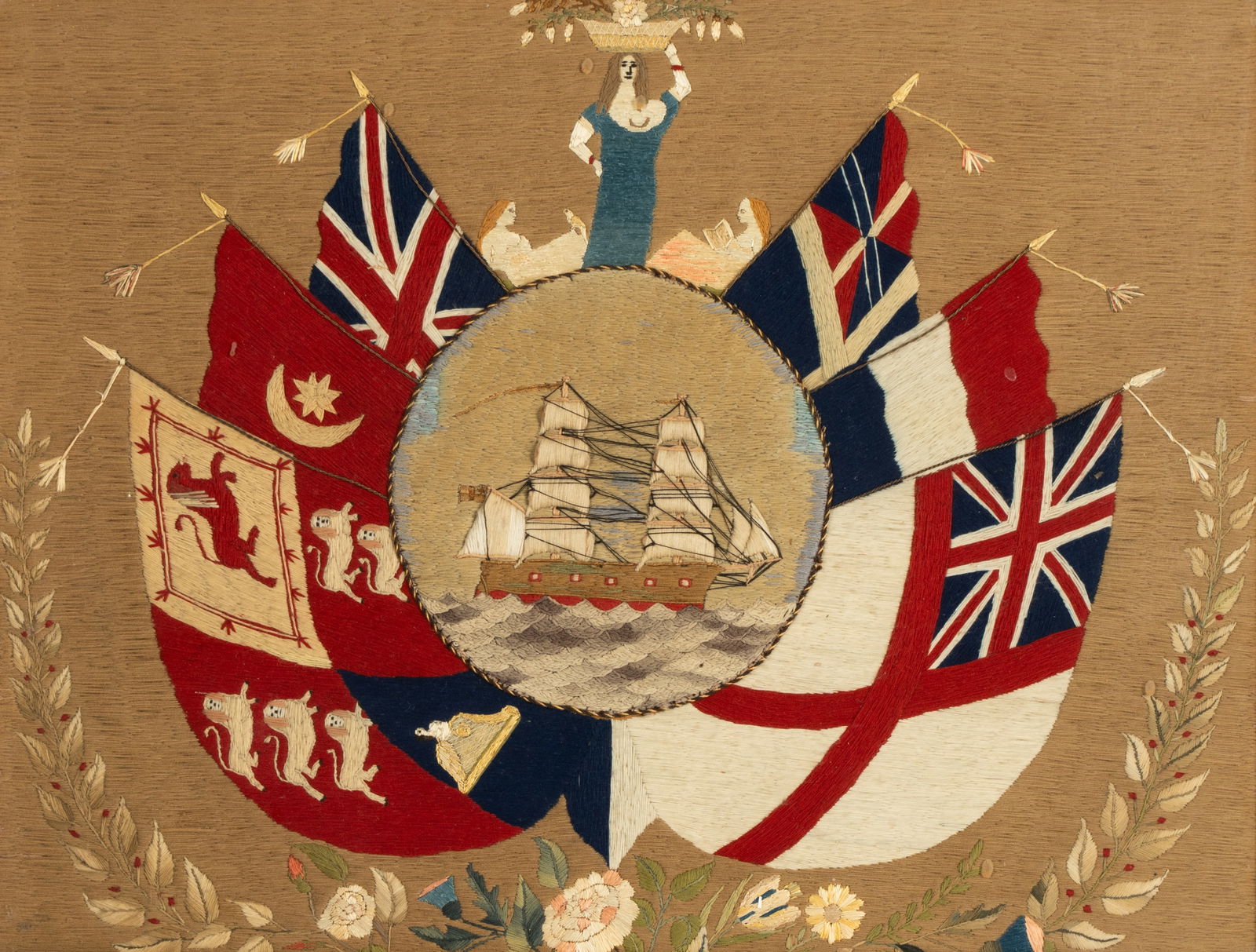 English Sailor's Woolwork Picture or Woolie (1 of 13)