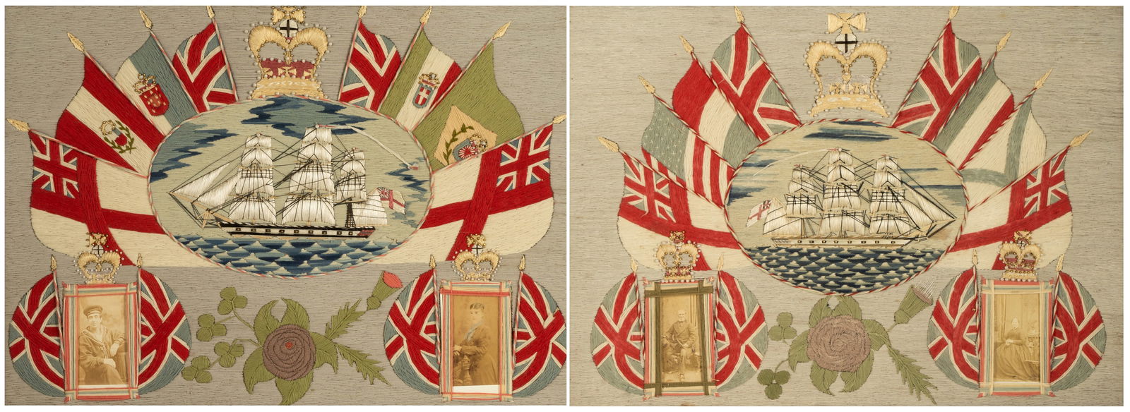 Pair of English Sailor's Woolwork Pictures or Woolies (1 of 20)