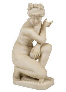 Pietro Bazzanti (1842 - 1881): Venus: Pietro Bazzanti Italian (1842 - 1881) Venus carved marble signed to base "P. Bizzanti Firenze" 28 x 16 1/2 x 14 in. (71.1 x 41.9 x 35.6 cm.)