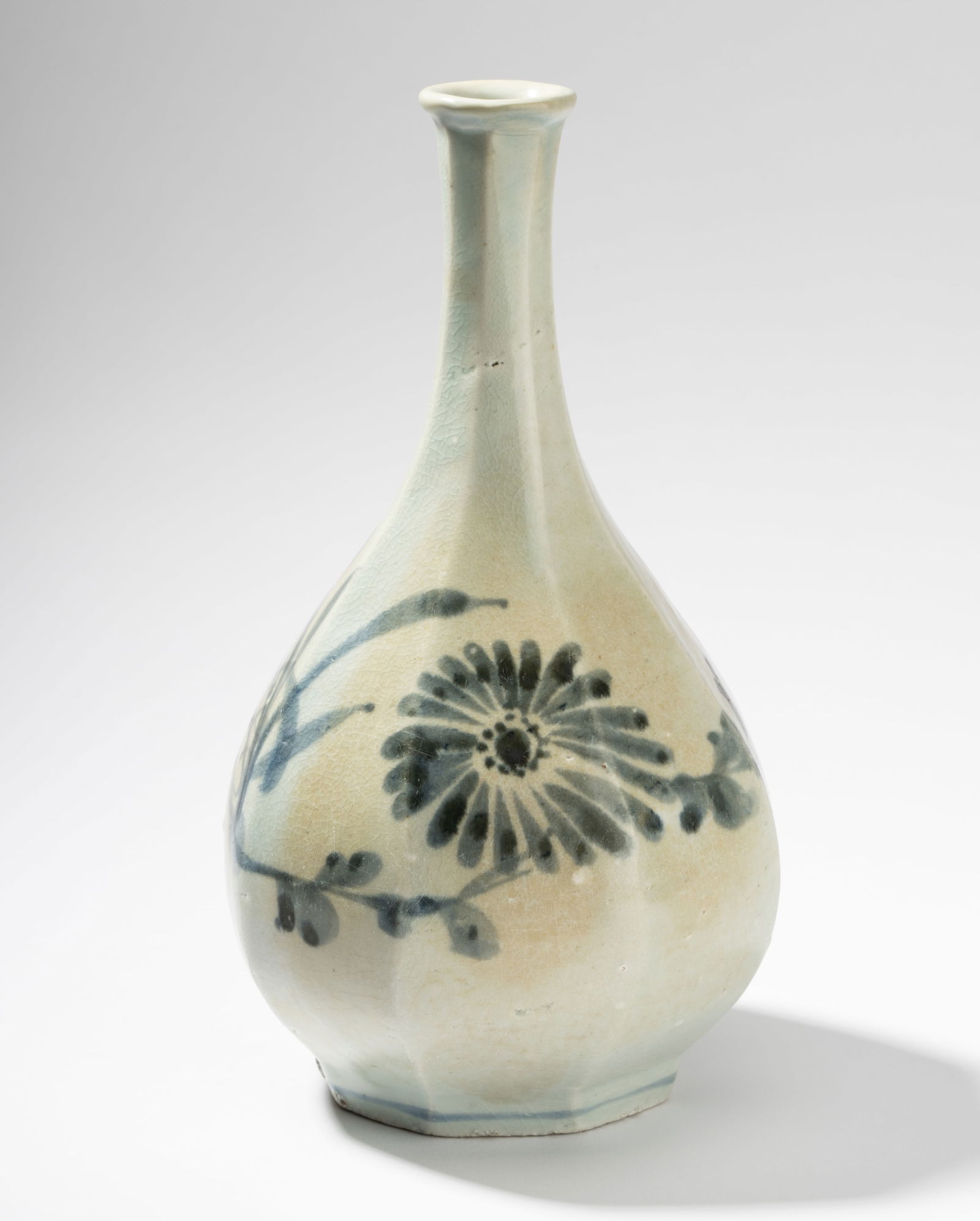 Korean Blue and White Ceramic Faceted Bottle (1 of 15)